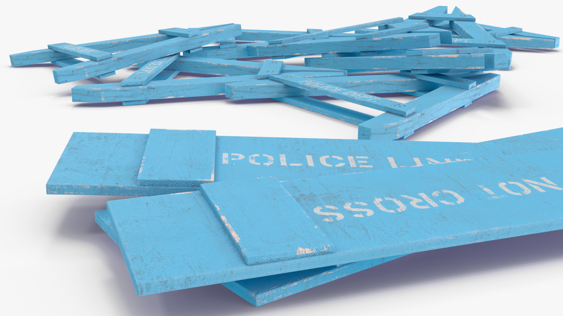 3D Police Wooden Traffic Barricade Disassembled Old model