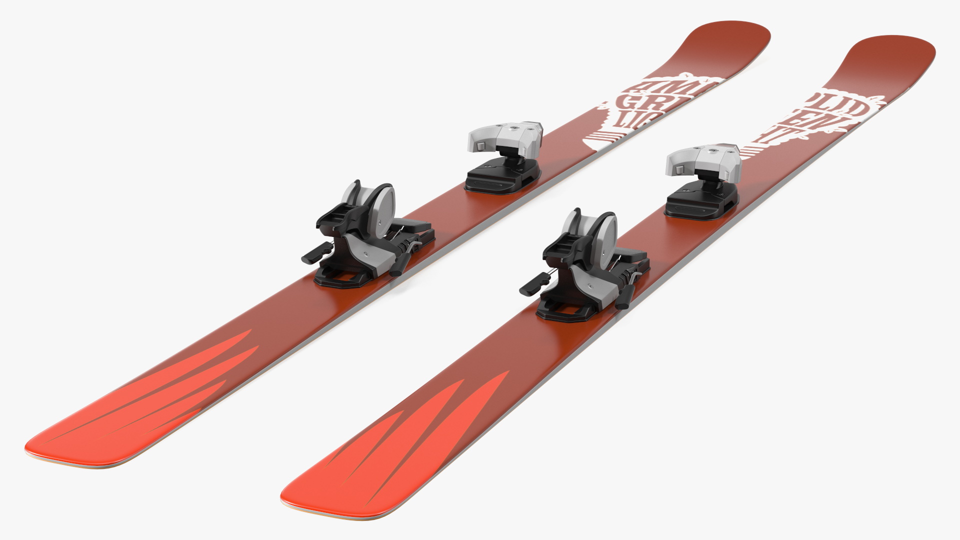 3D Snow Ski System with Ski Bindings model