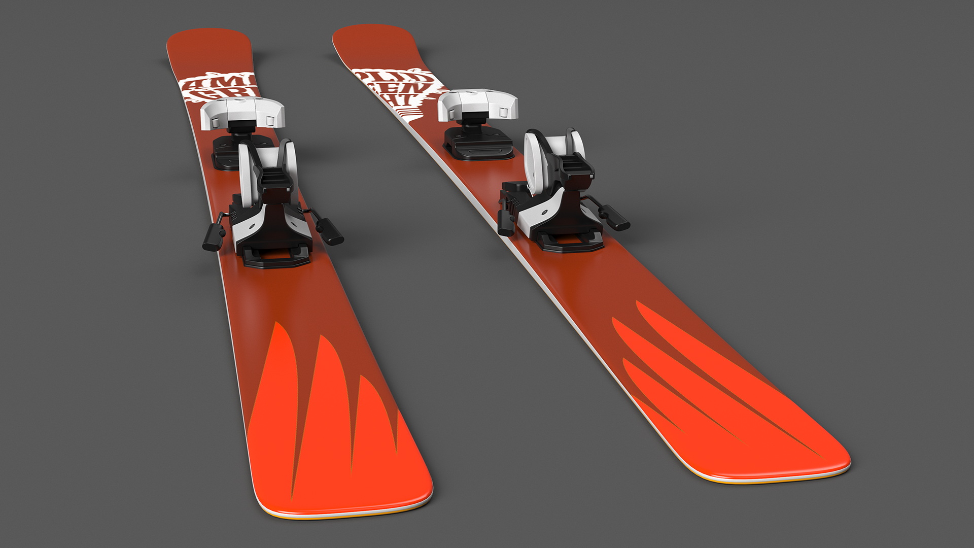 3D Snow Ski System with Ski Bindings model