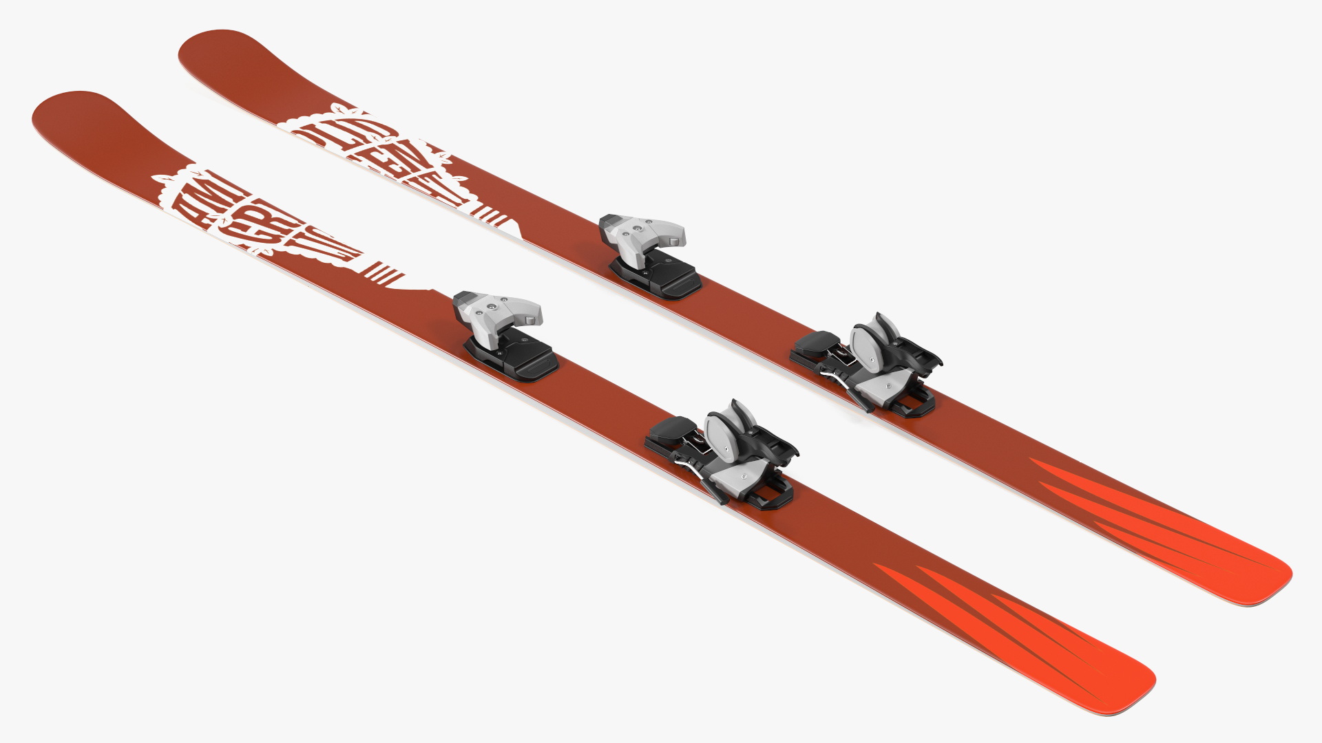 3D Snow Ski System with Ski Bindings model