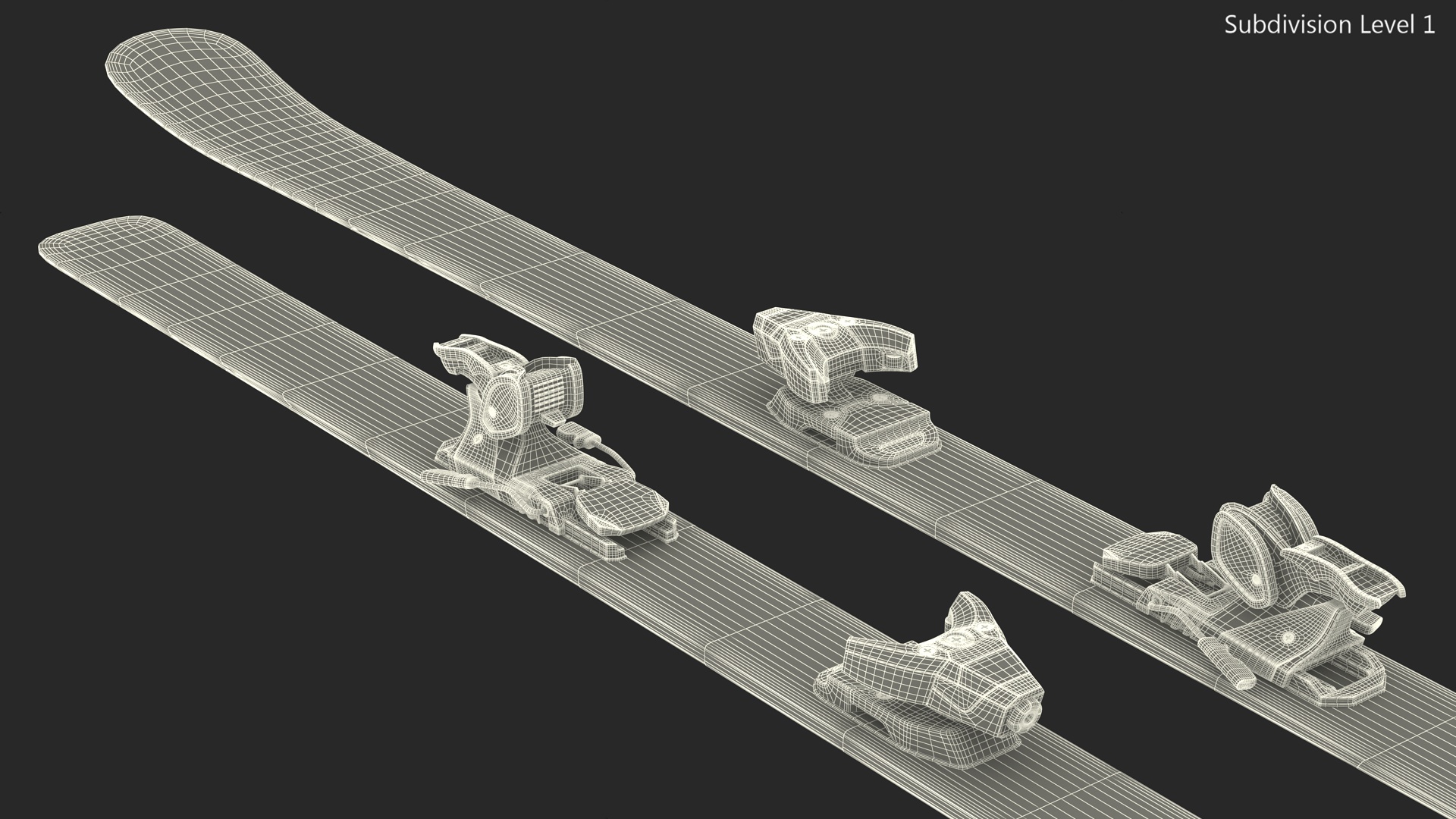 3D Snow Ski System with Ski Bindings model