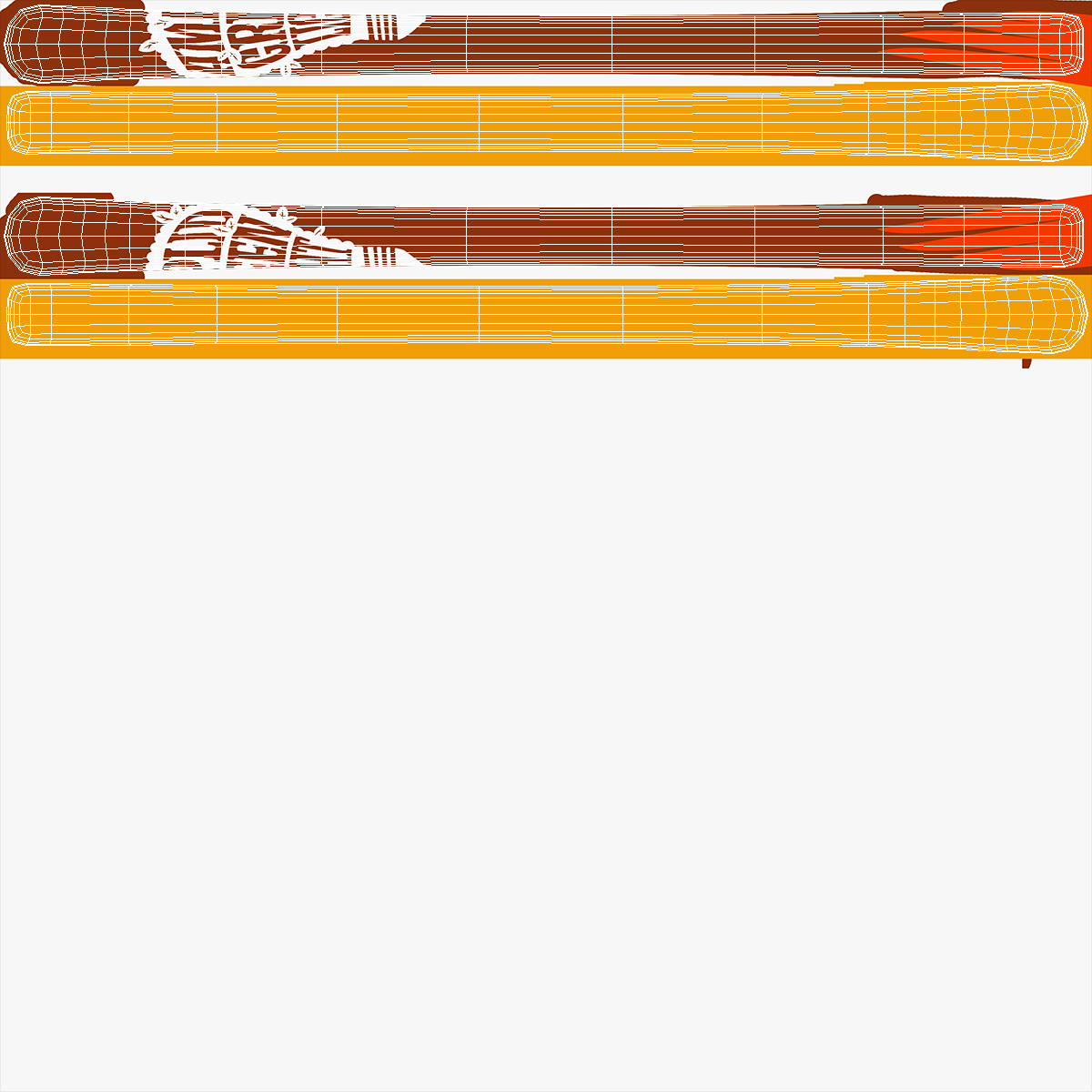 3D Snow Ski System with Ski Bindings model