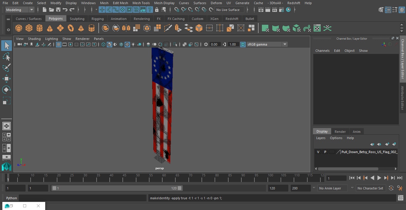 3D Pull Down Betsy Ross US Flag model