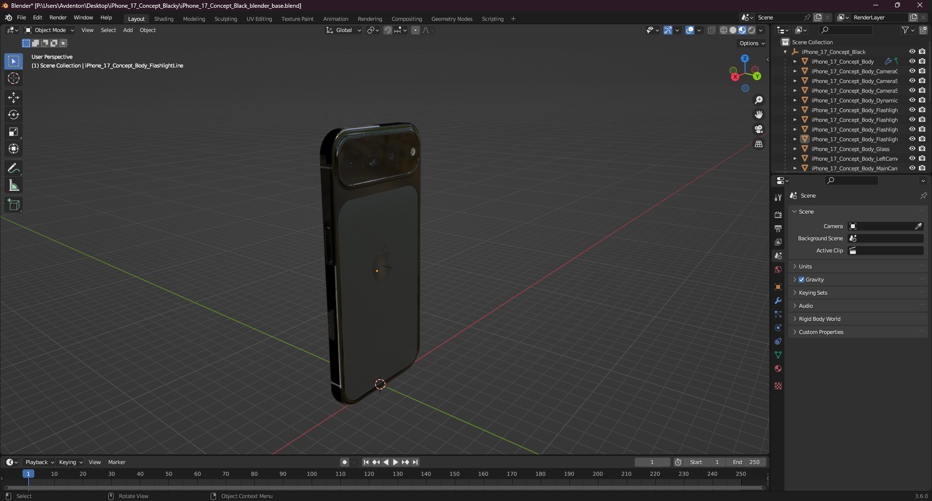 3D iPhone 17 Concept Black model