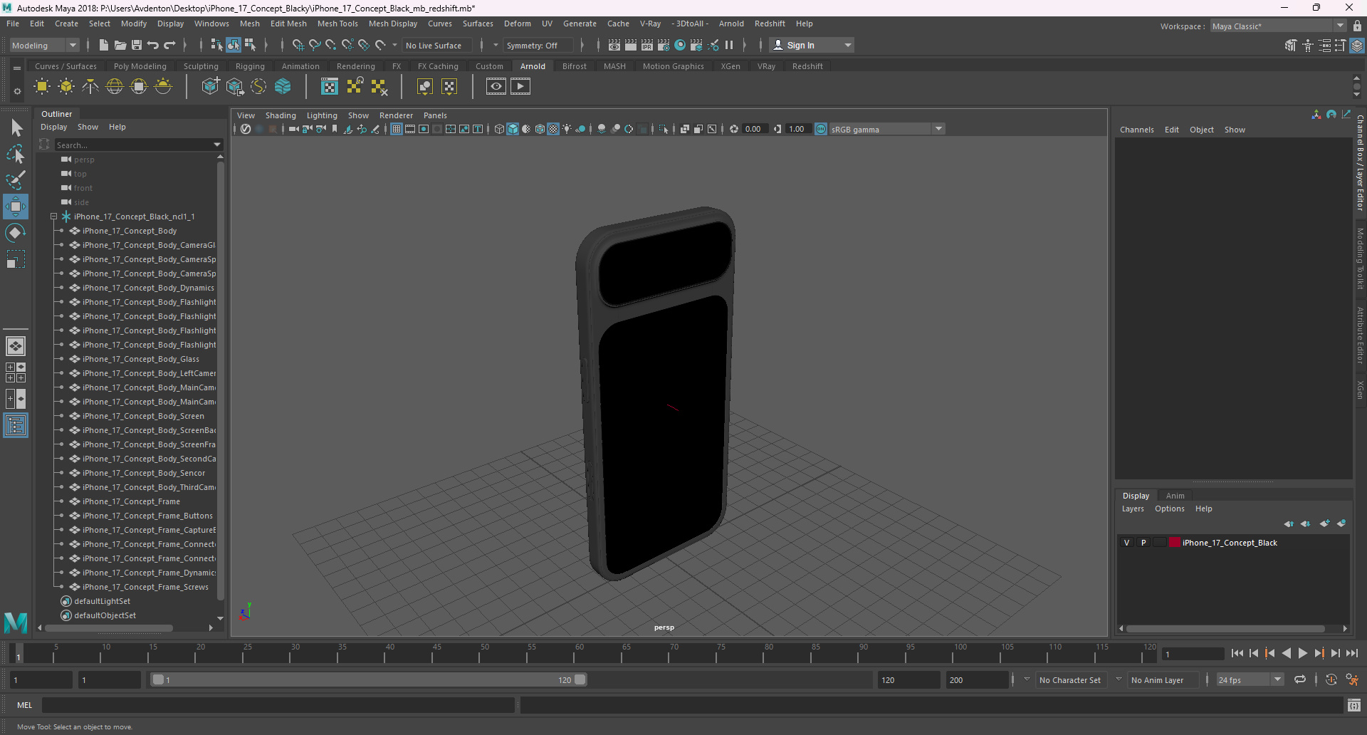 3D iPhone 17 Concept Black model