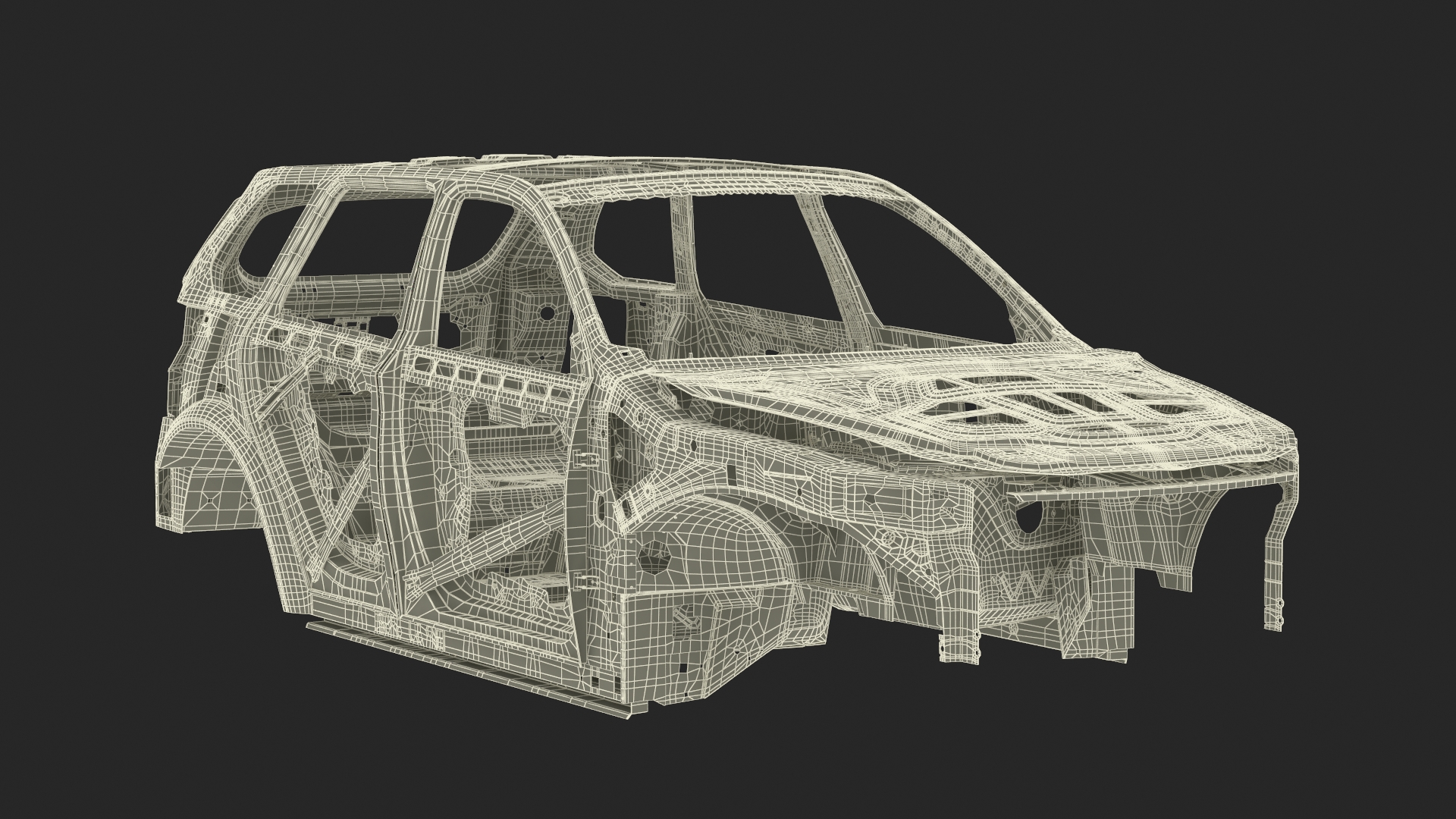 SUV Car Chassis Structure Rigged 3D