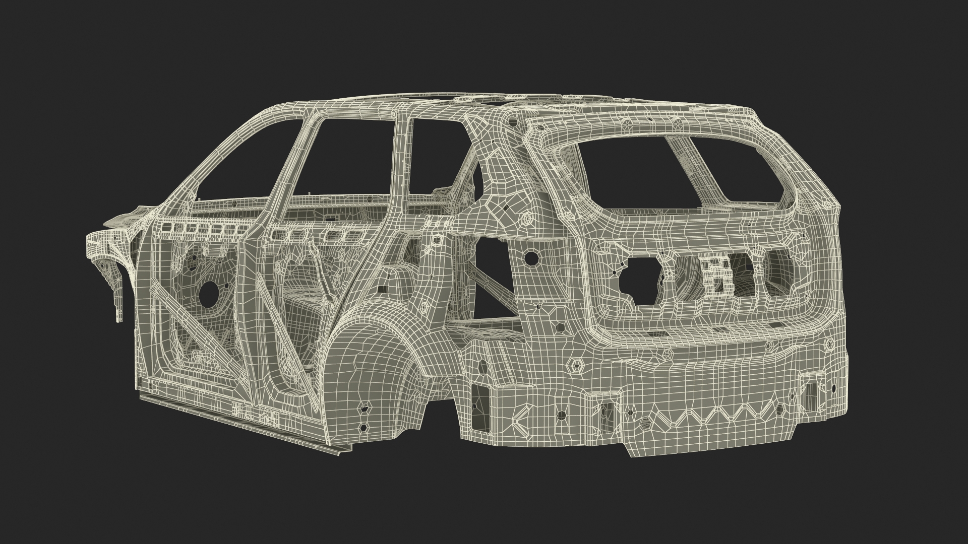 SUV Car Chassis Structure Rigged 3D