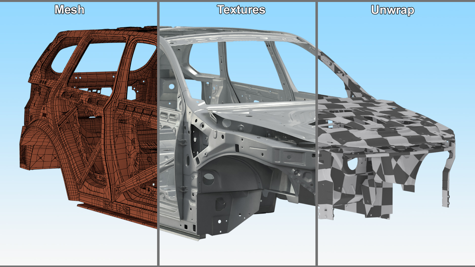 SUV Car Chassis Structure Rigged 3D