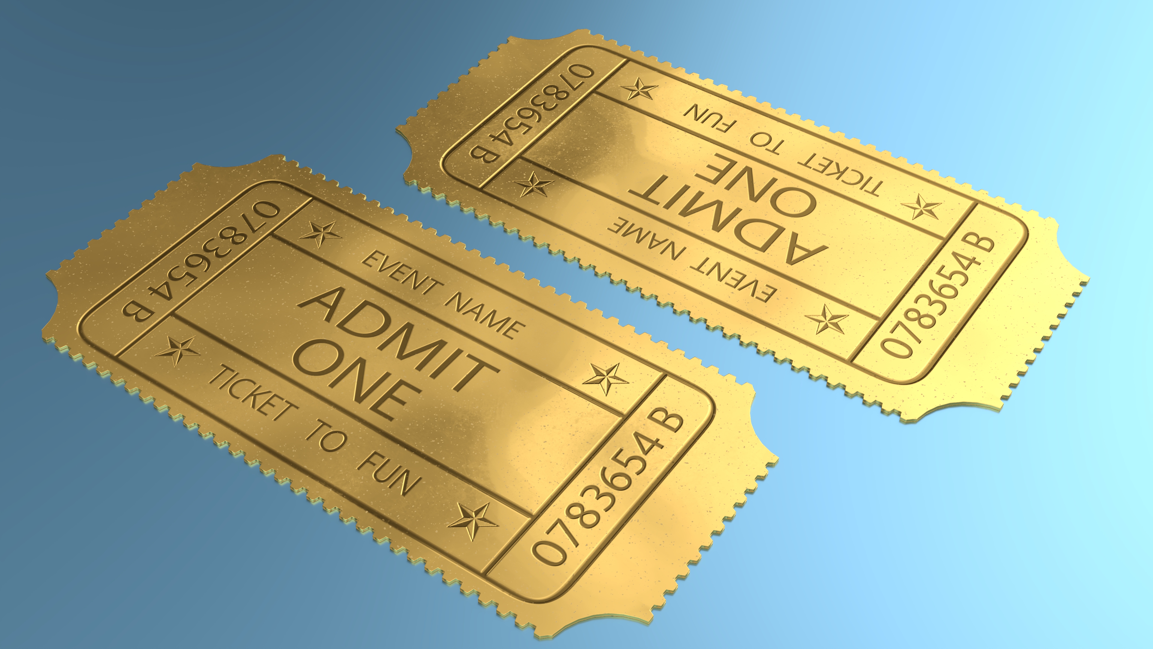 Event Admit One Golden Ticket 3D model