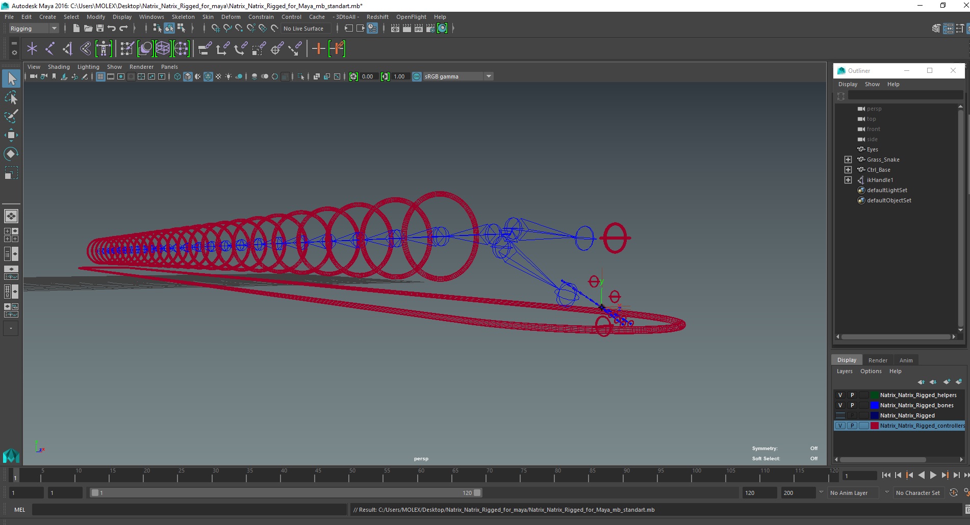 Natrix Natrix Rigged for Maya 3D model