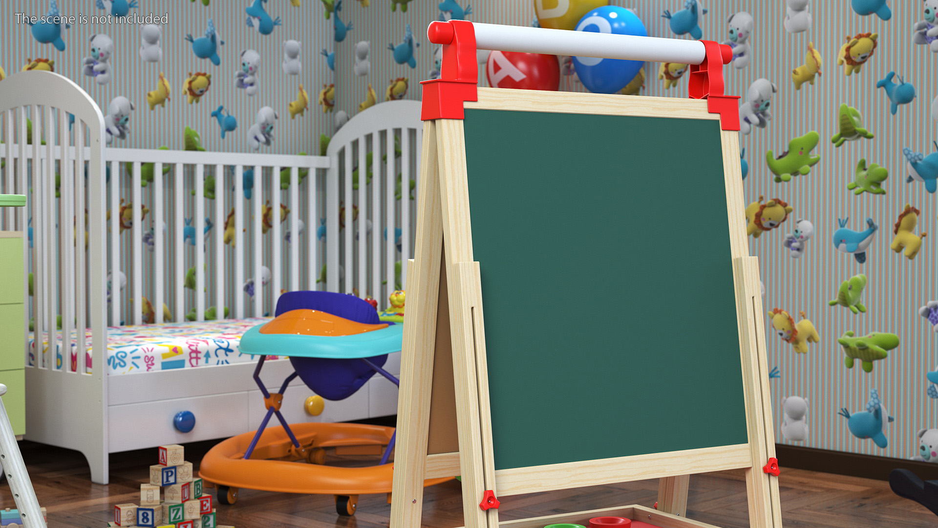 Kids Wooden Whiteboard 38 Inches 3D