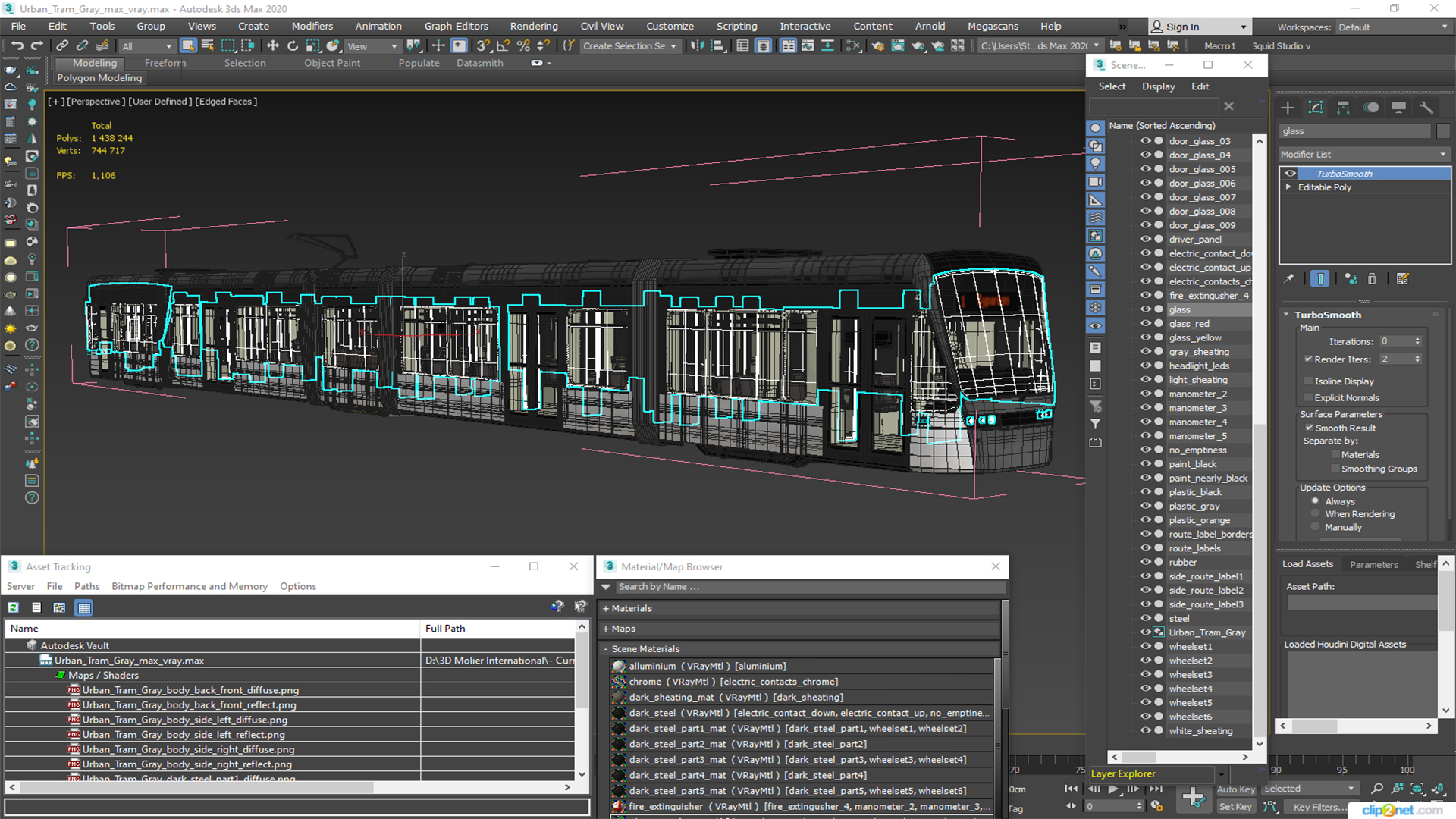 3D model Urban Tram Gray