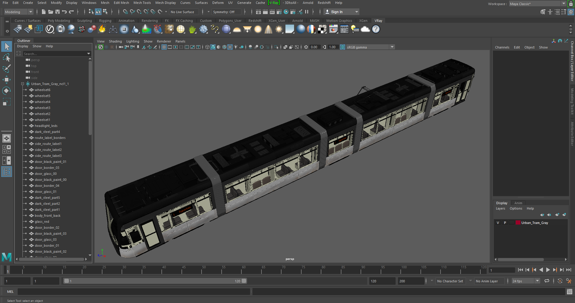 3D model Urban Tram Gray