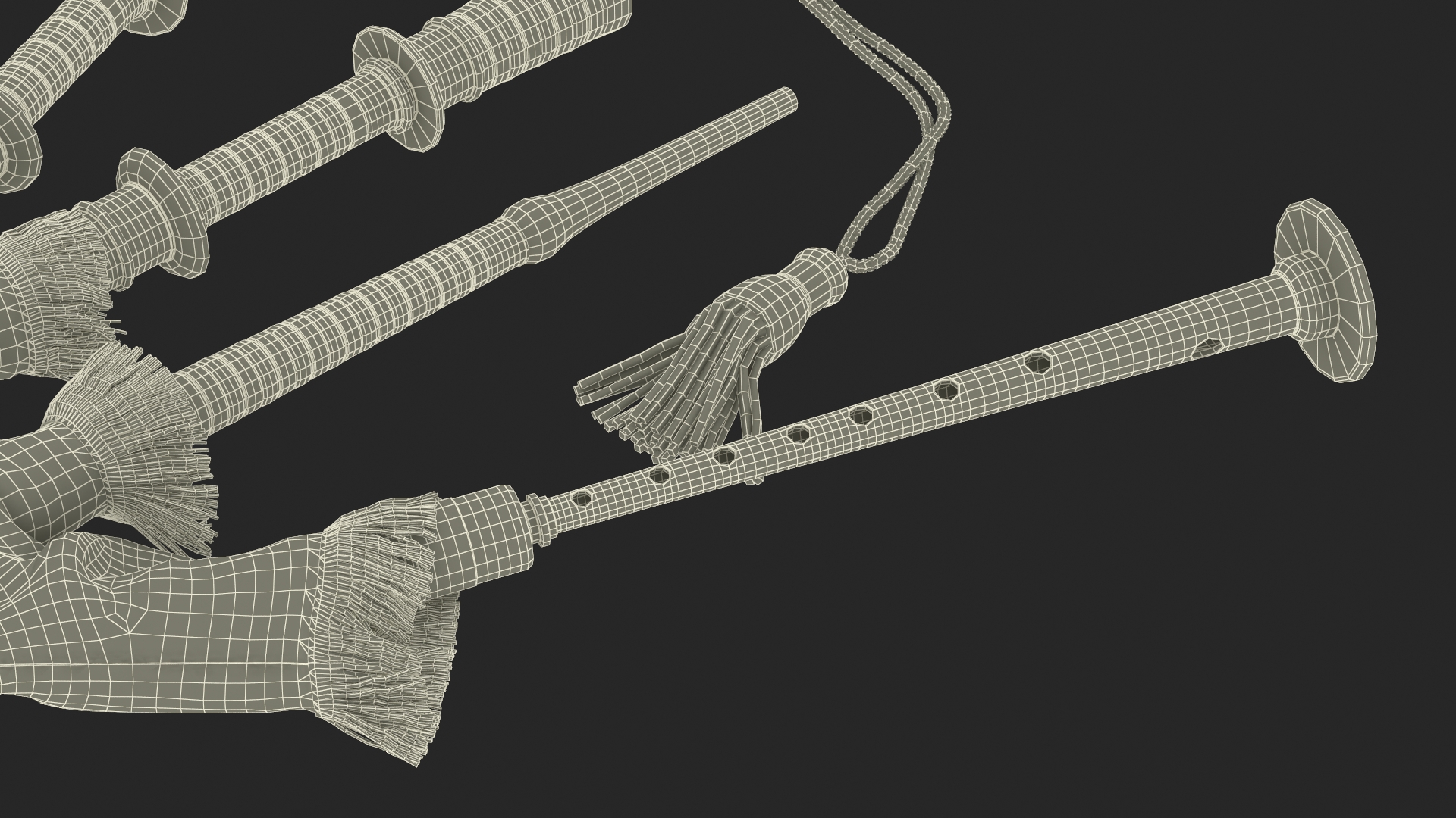 Scottish Bagpipes Instrument Black 3D model