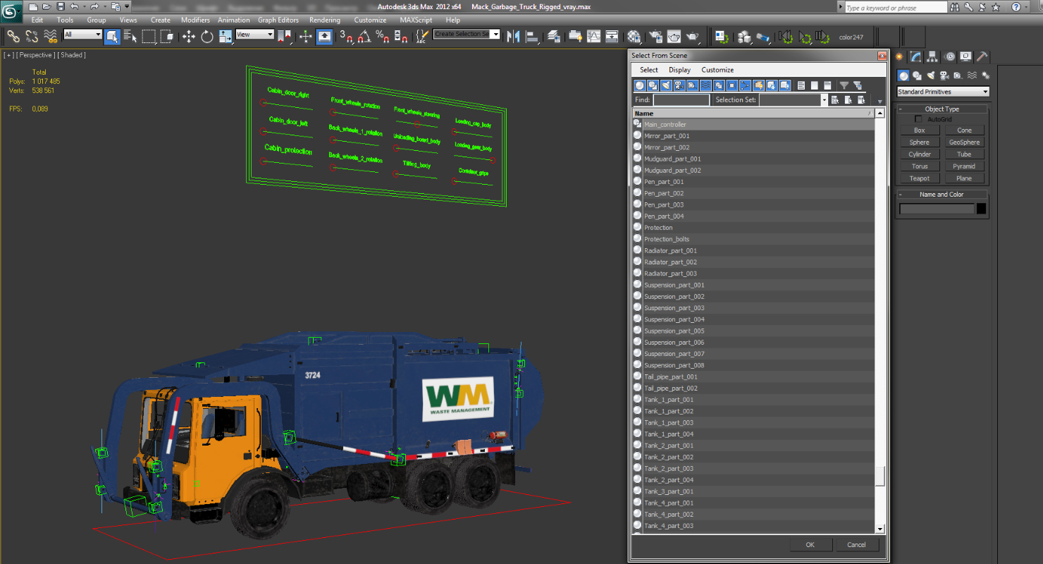 3D model Mack Garbage Truck Rigged