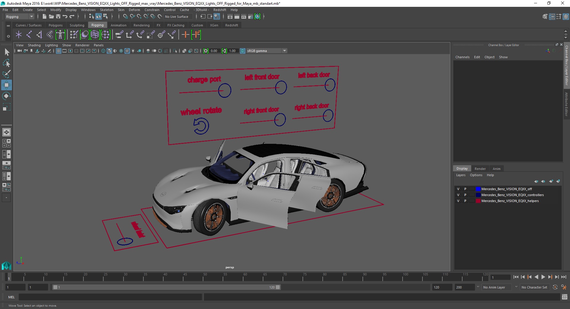 Mercedes Benz VISION EQXX Lights OFF Rigged for Maya 3D