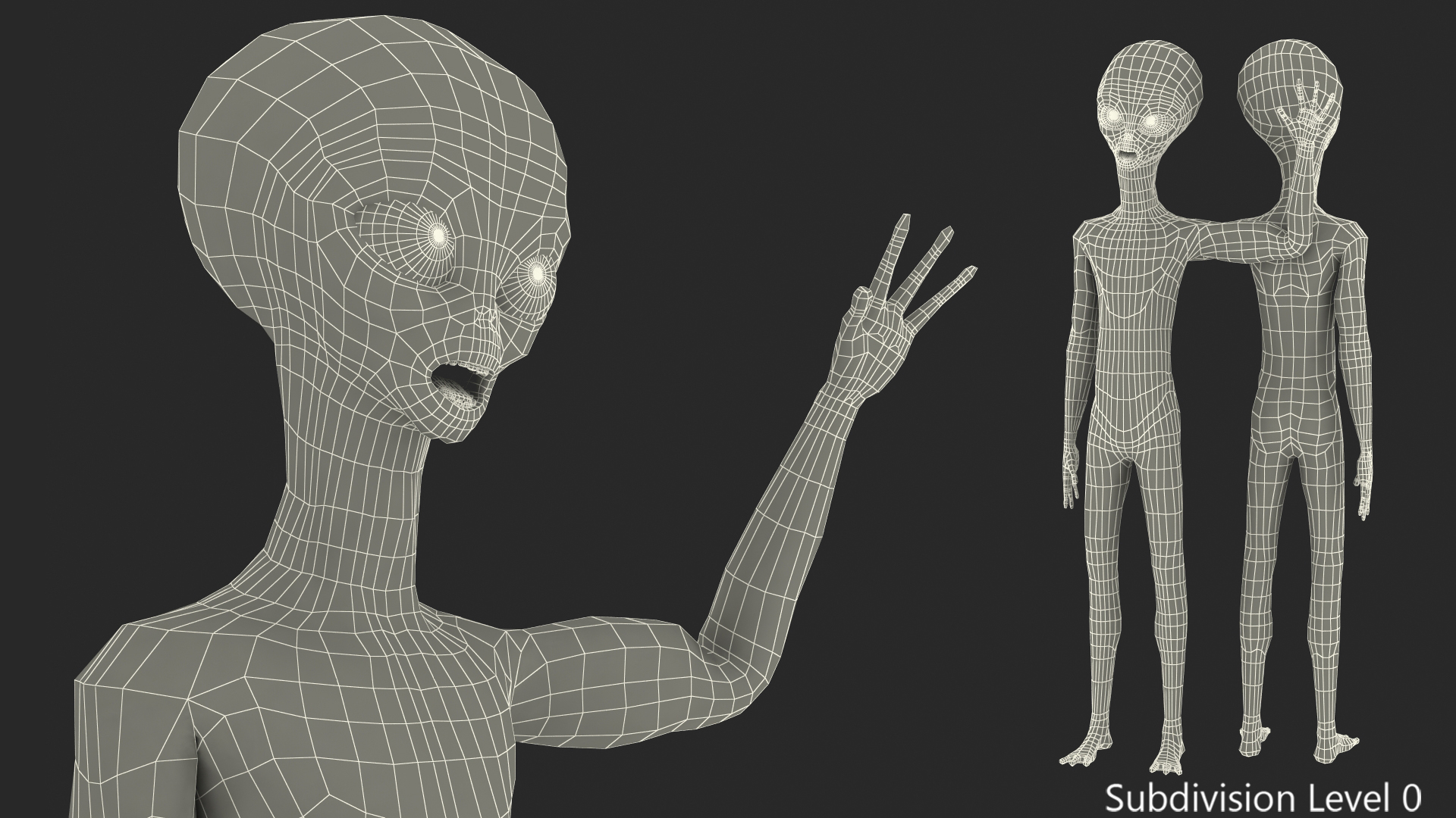 3D Space Alien Greetings Pose