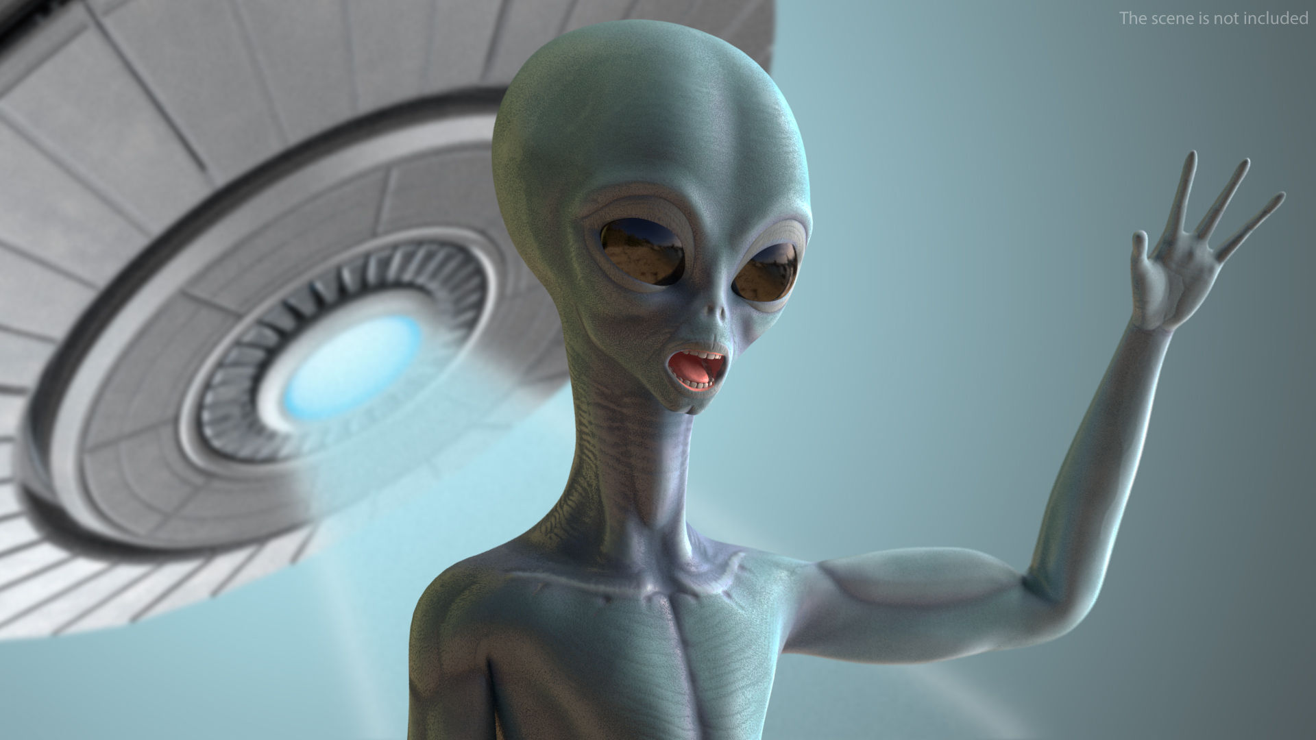 3D Space Alien Greetings Pose