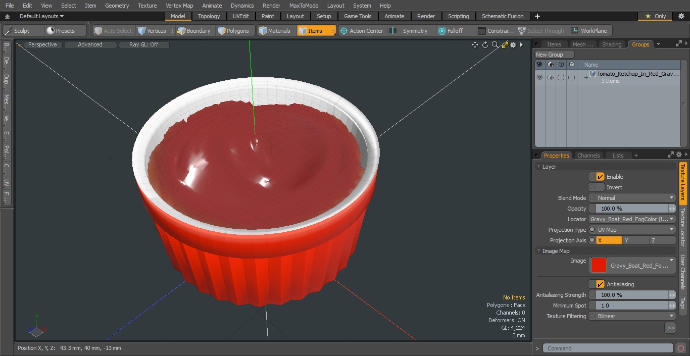 Tomato Ketchup In Red Gravy Boat 3D