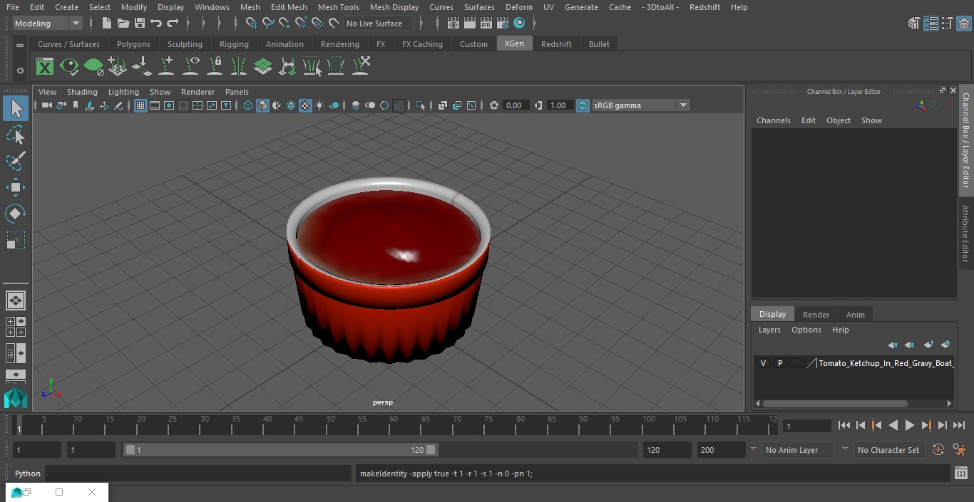 Tomato Ketchup In Red Gravy Boat 3D