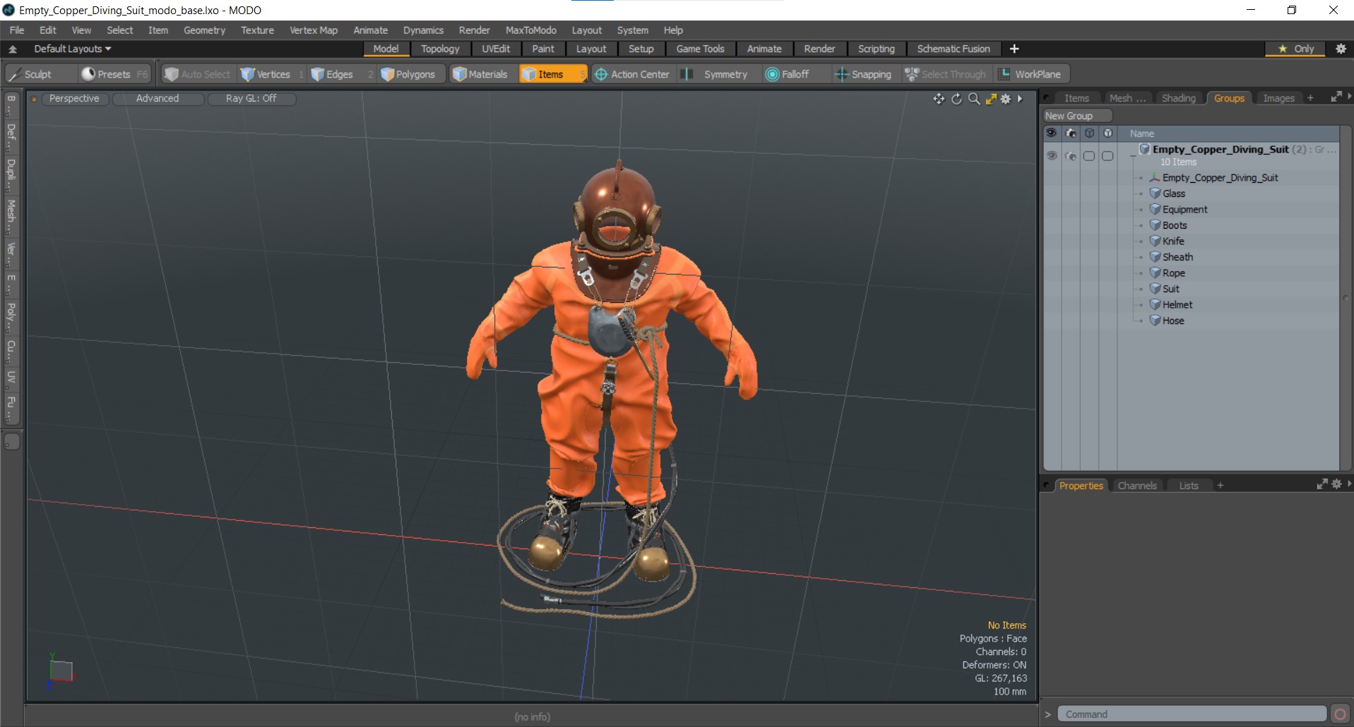 Empty Copper Diving Suit 3D model