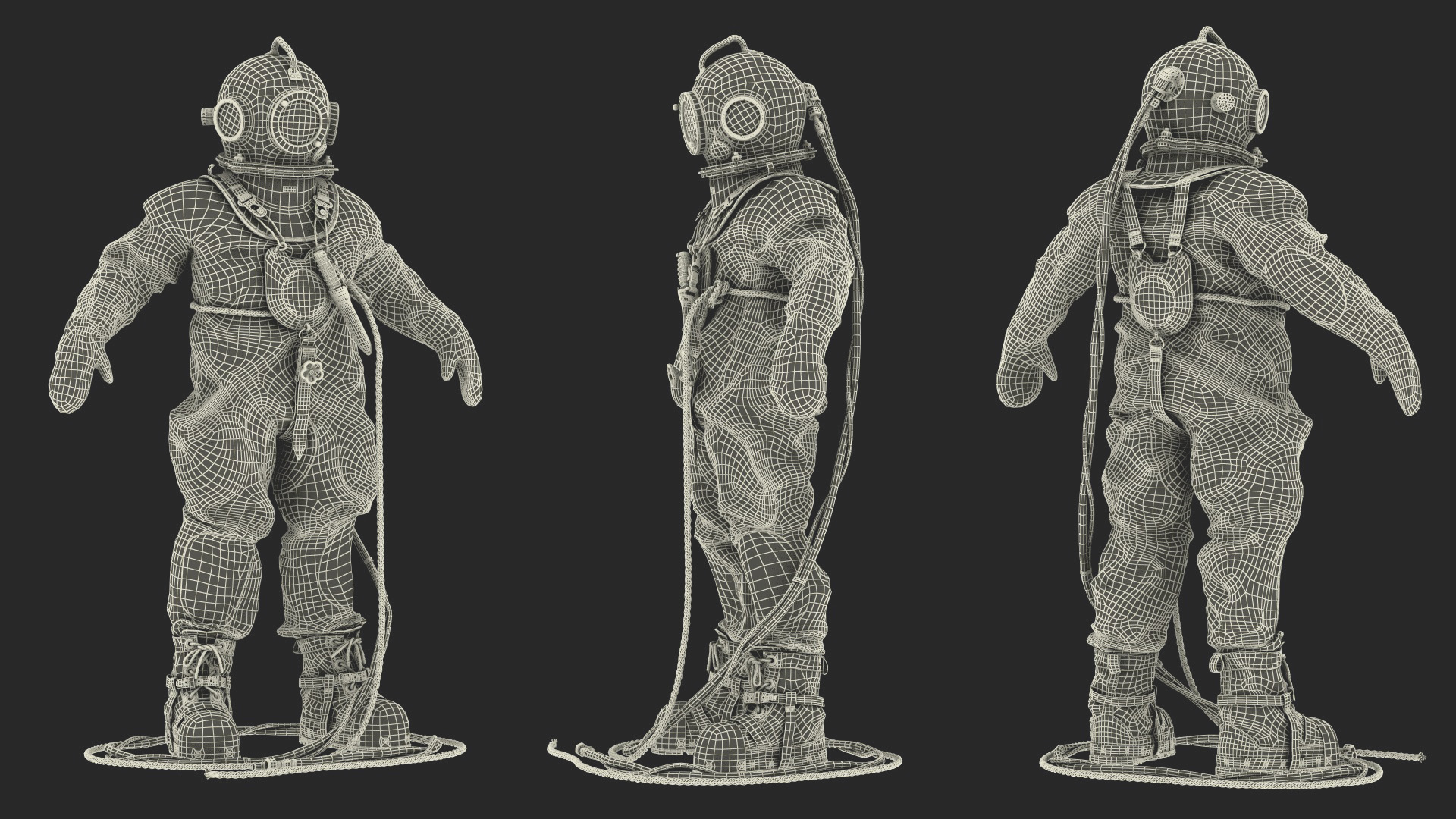 Empty Copper Diving Suit 3D model