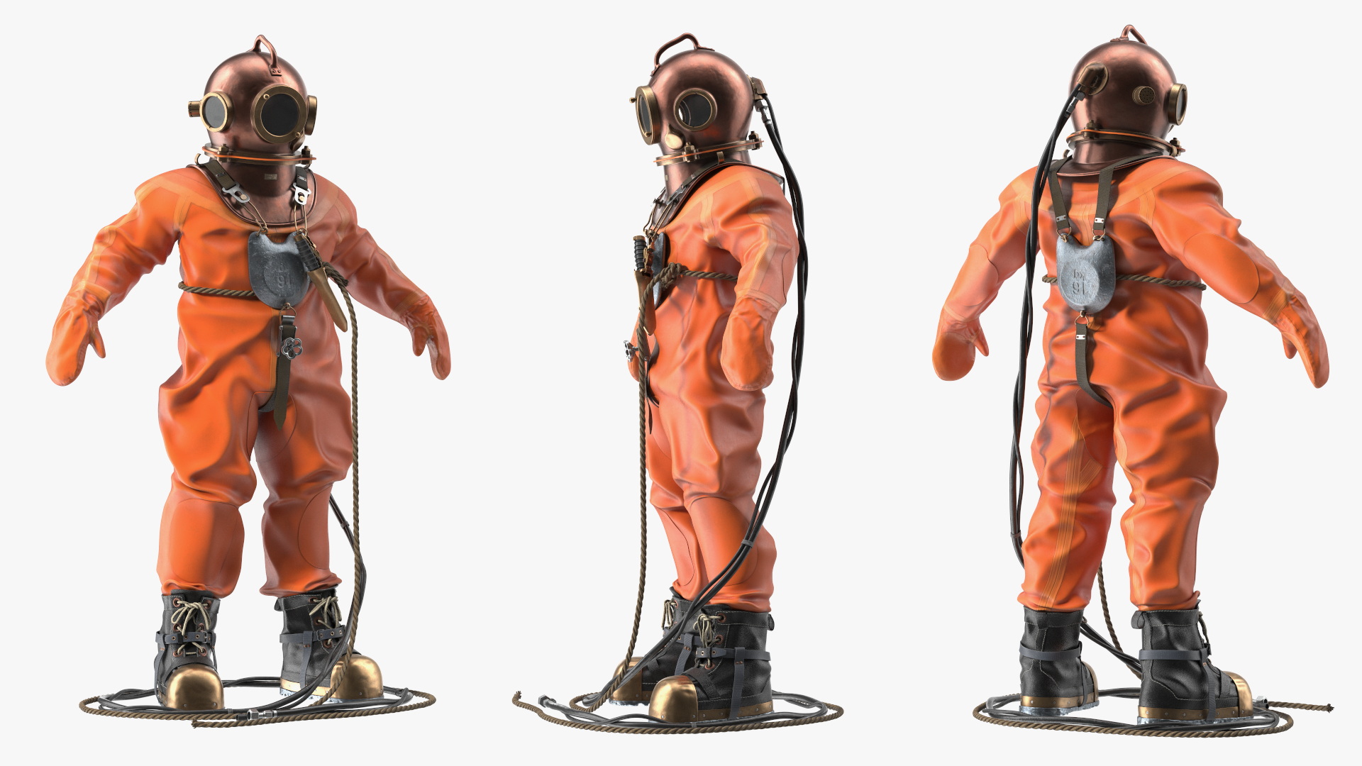 Empty Copper Diving Suit 3D model