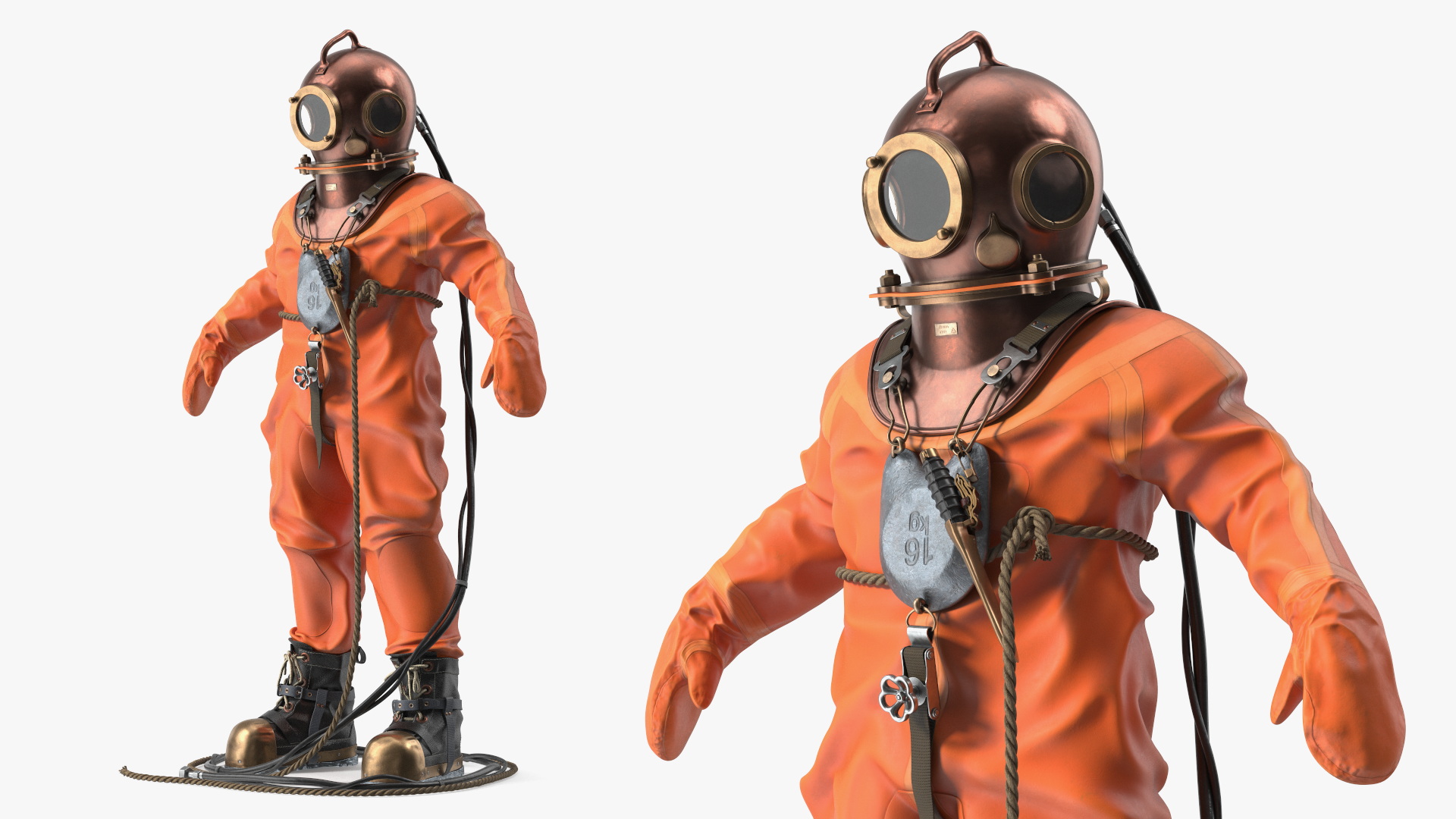 Empty Copper Diving Suit 3D model