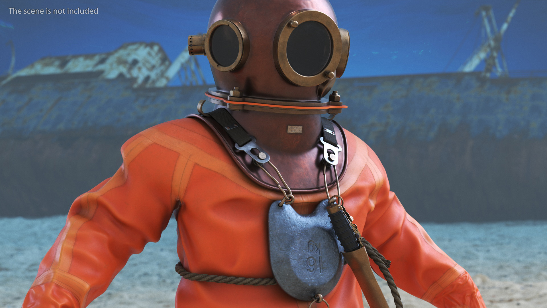 Empty Copper Diving Suit 3D model