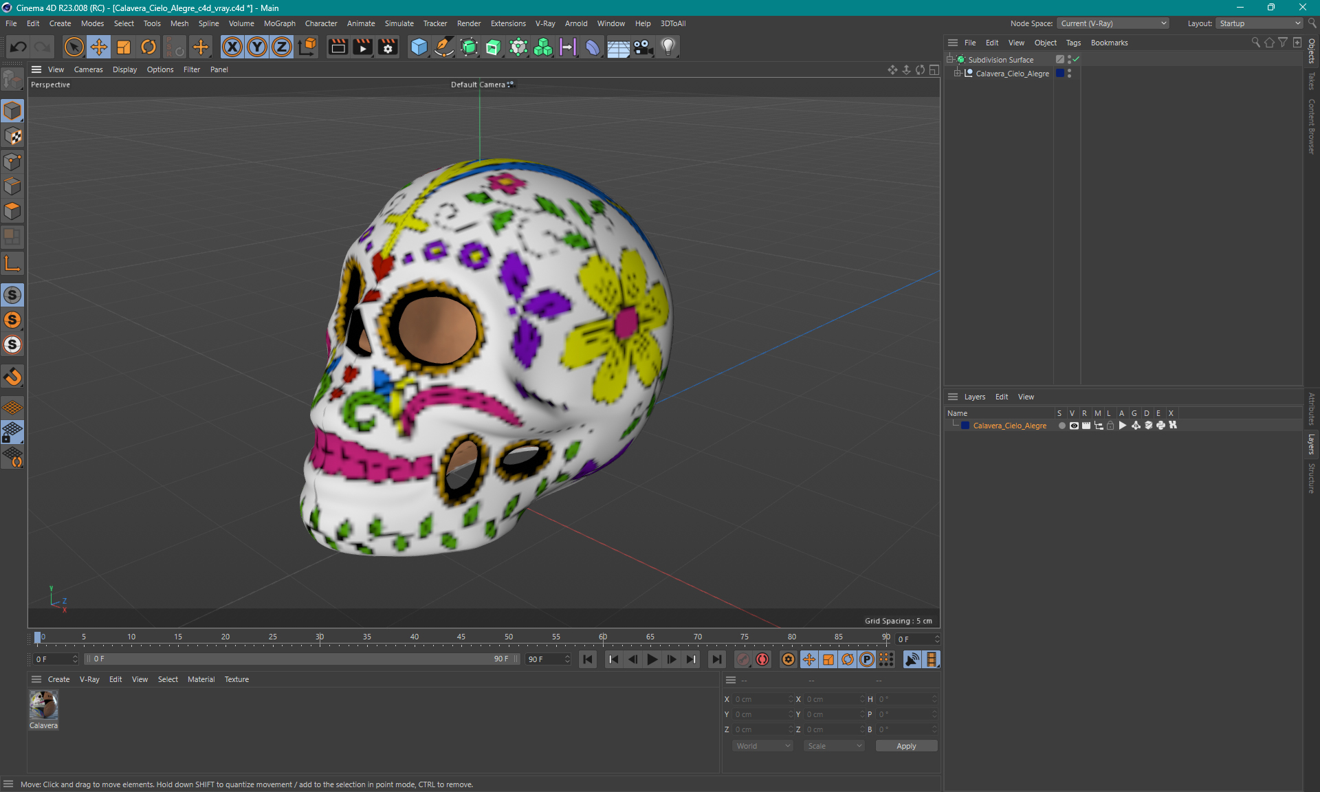 3D Calavera Cielo Alegre