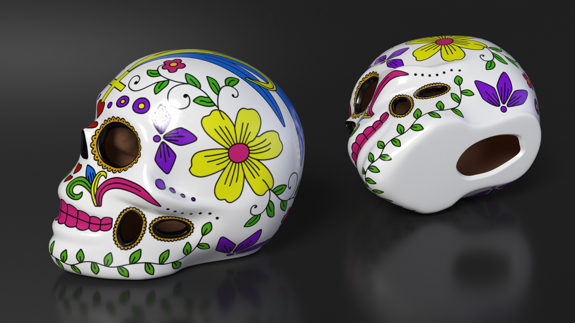 3D Calavera Cielo Alegre