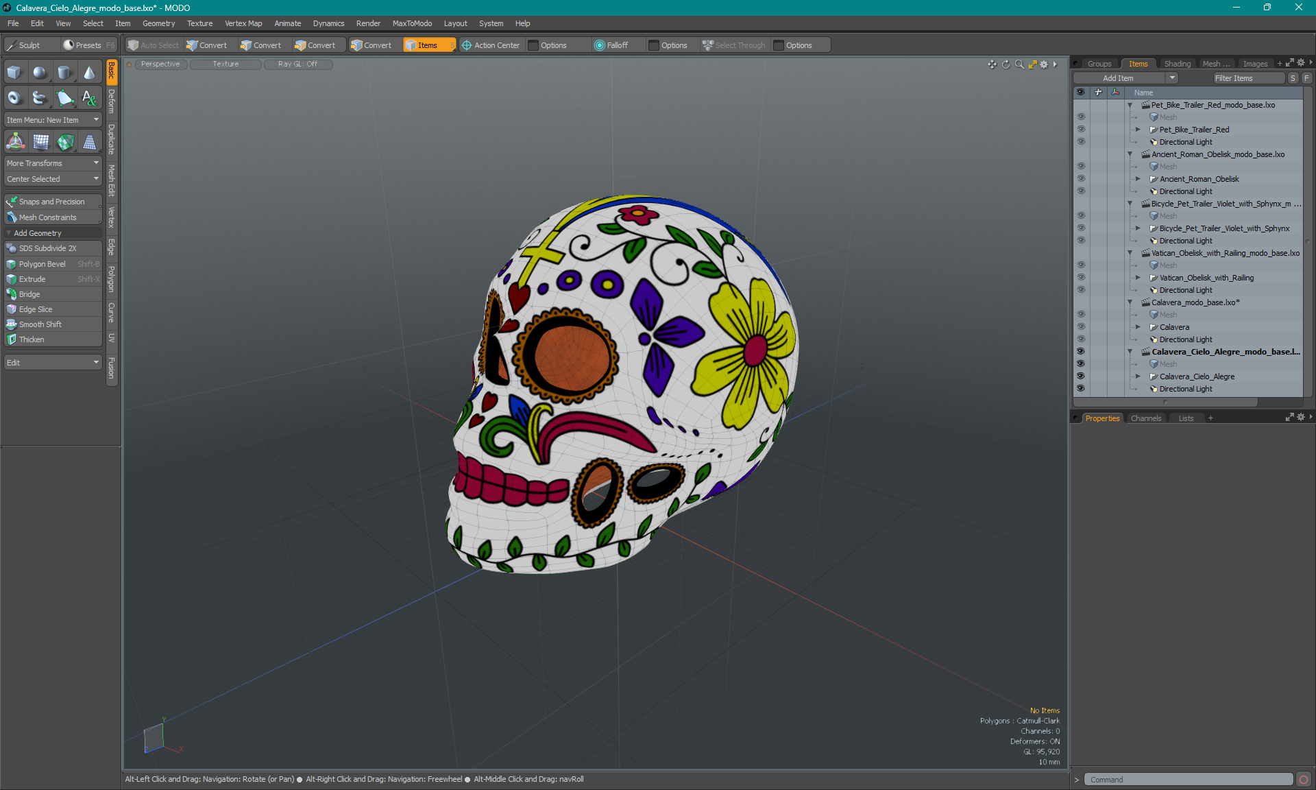 3D Calavera Cielo Alegre