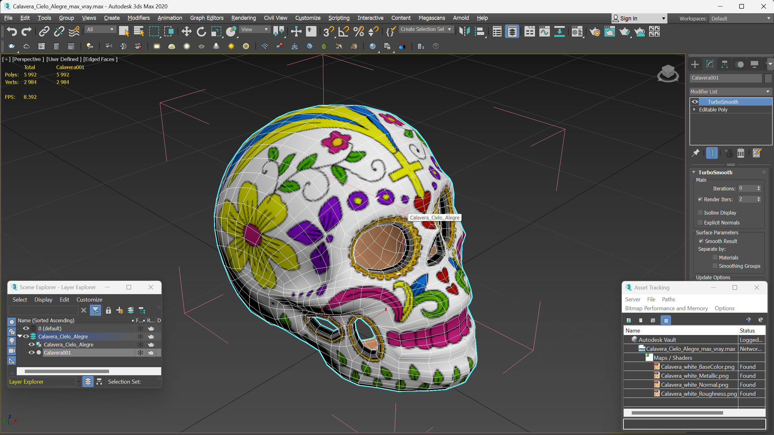 3D Calavera Cielo Alegre