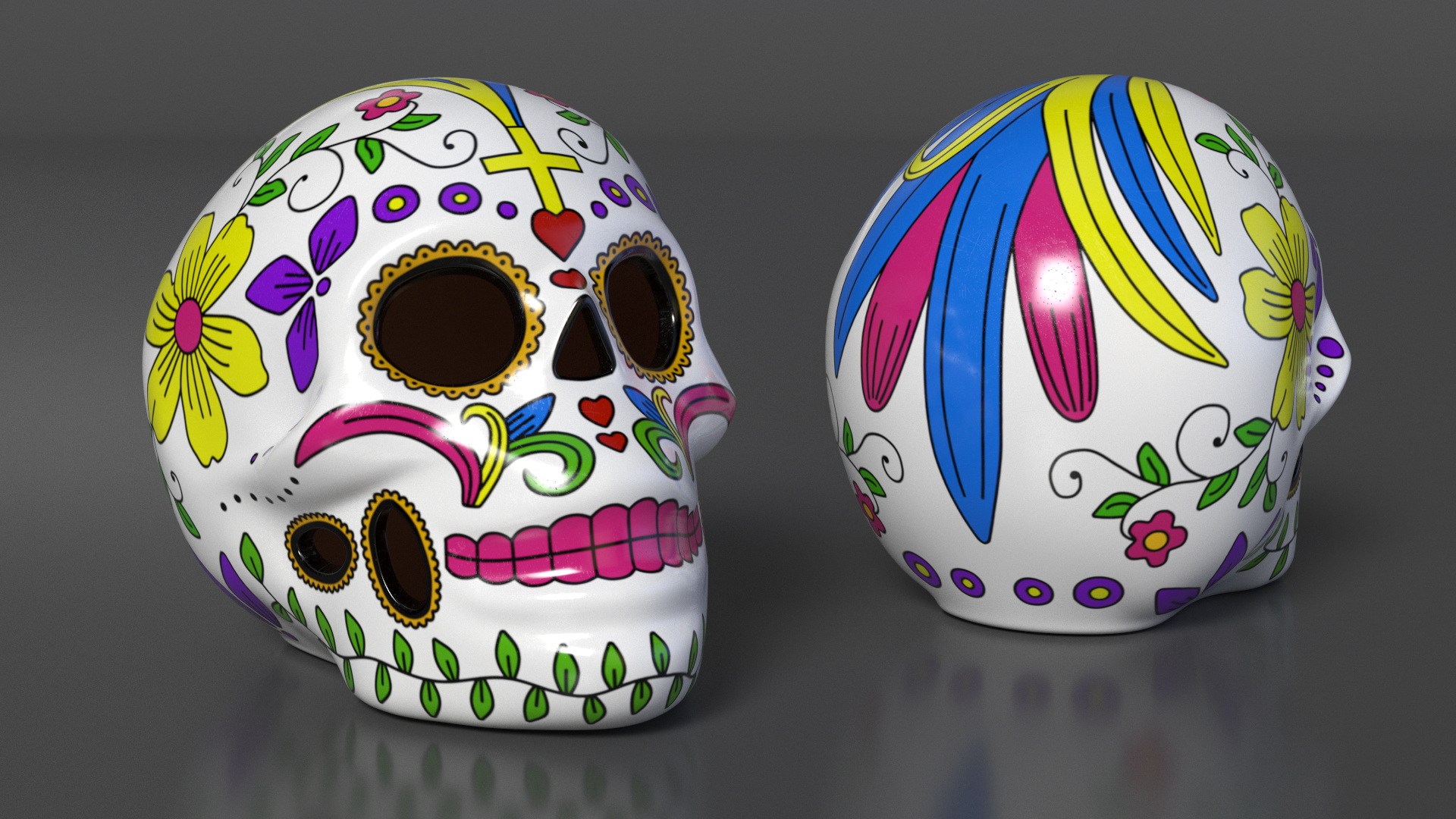 3D Calavera Cielo Alegre