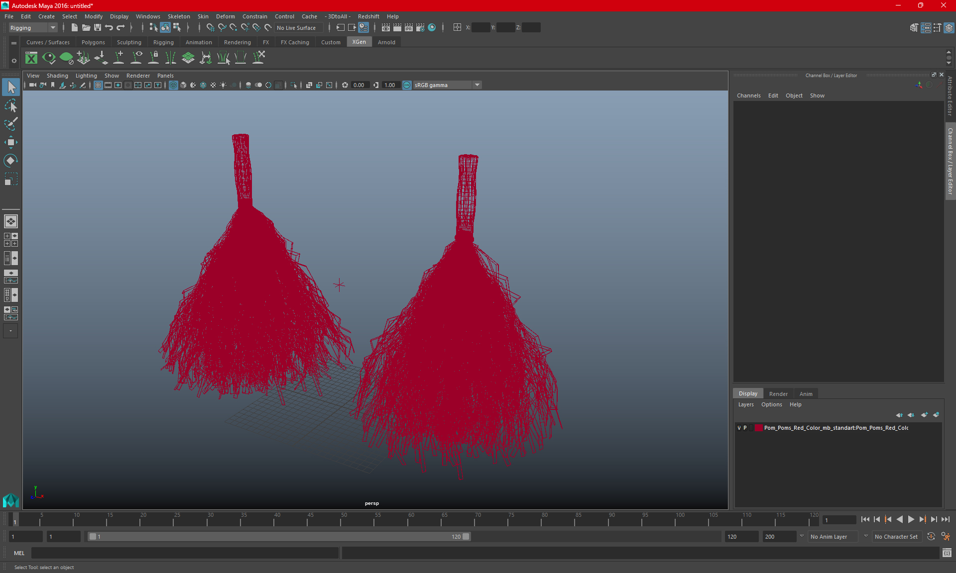 3D Pom Poms Red Color model