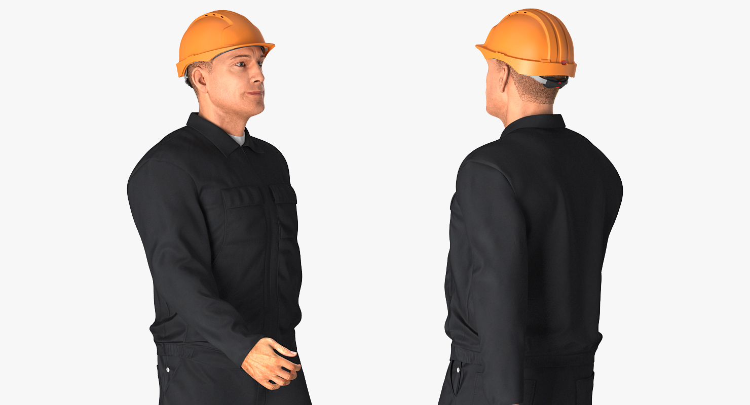 Worker With Hardhat Walking Pose 3D