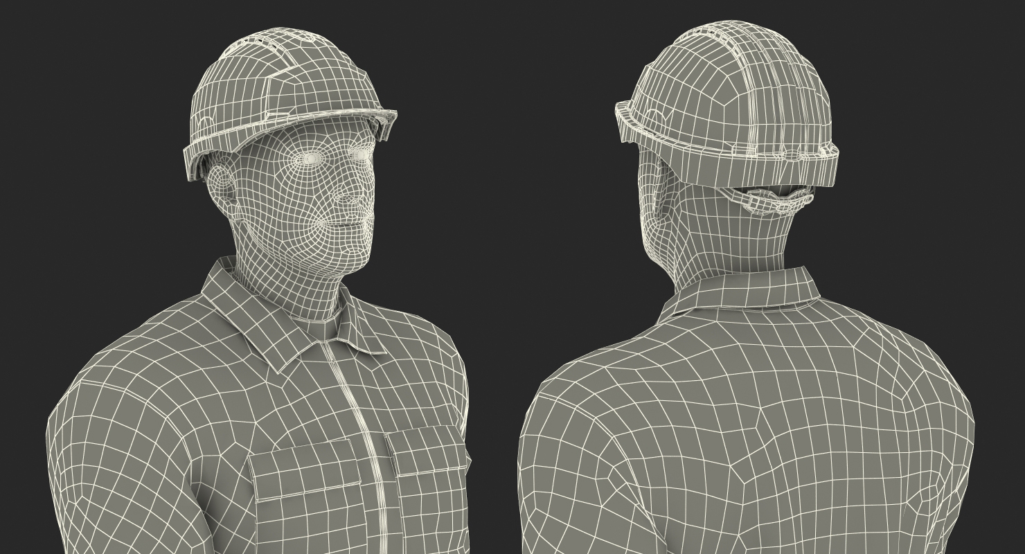 Worker With Hardhat Walking Pose 3D