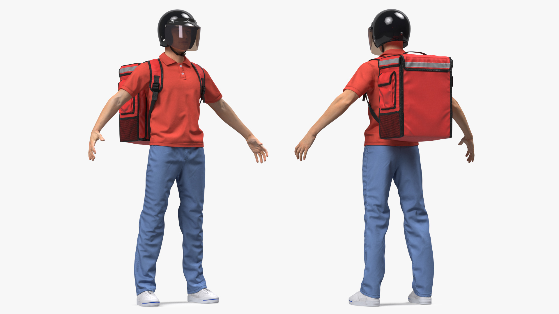 3D model Food Delivery Man wearing Helmet Neutral Pose