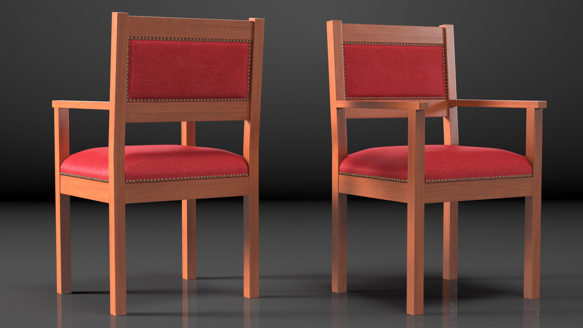 Church Wooden Armchair 3D