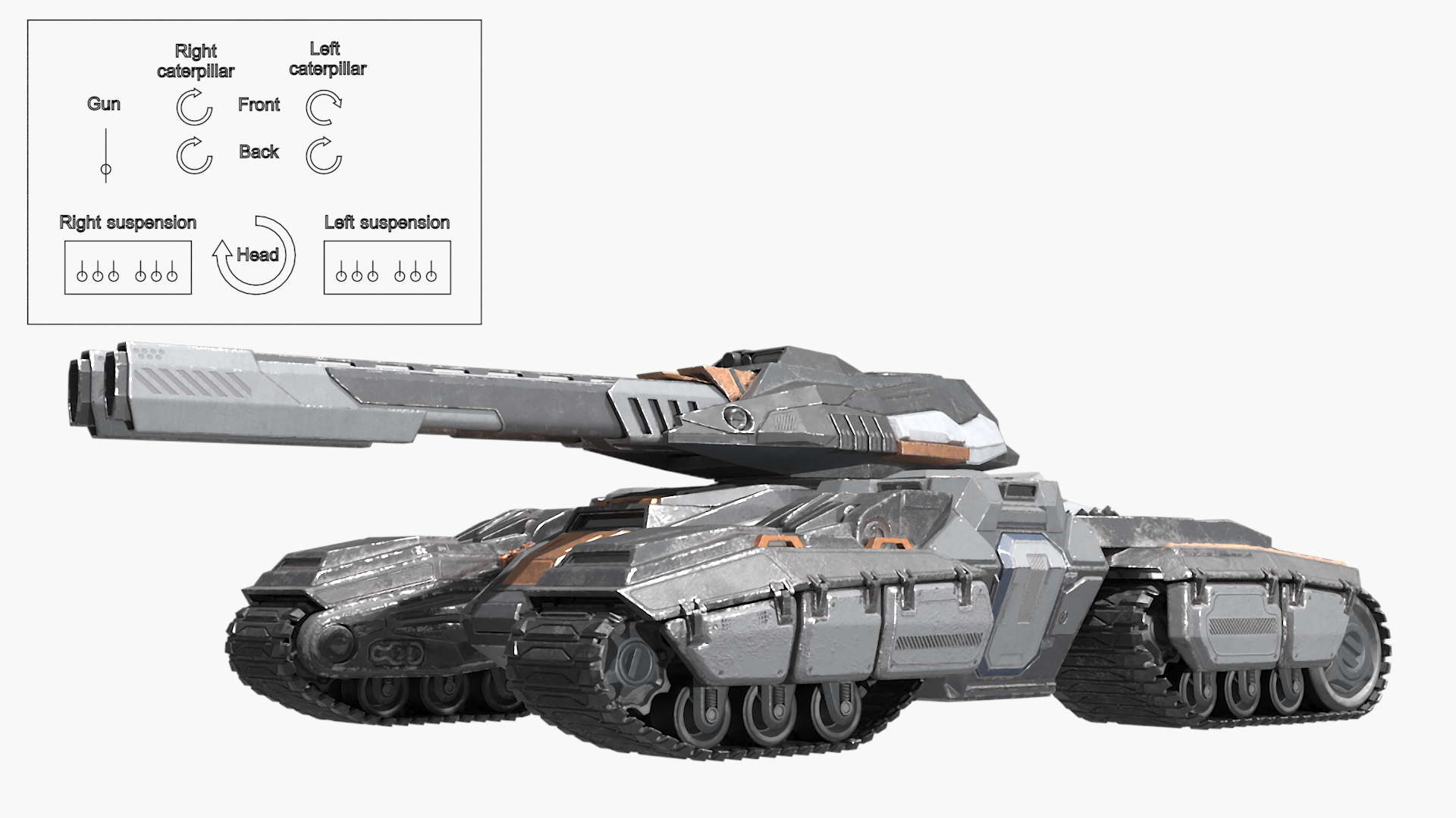 3D Futuristic Armored Tank Vehicle Rigged model