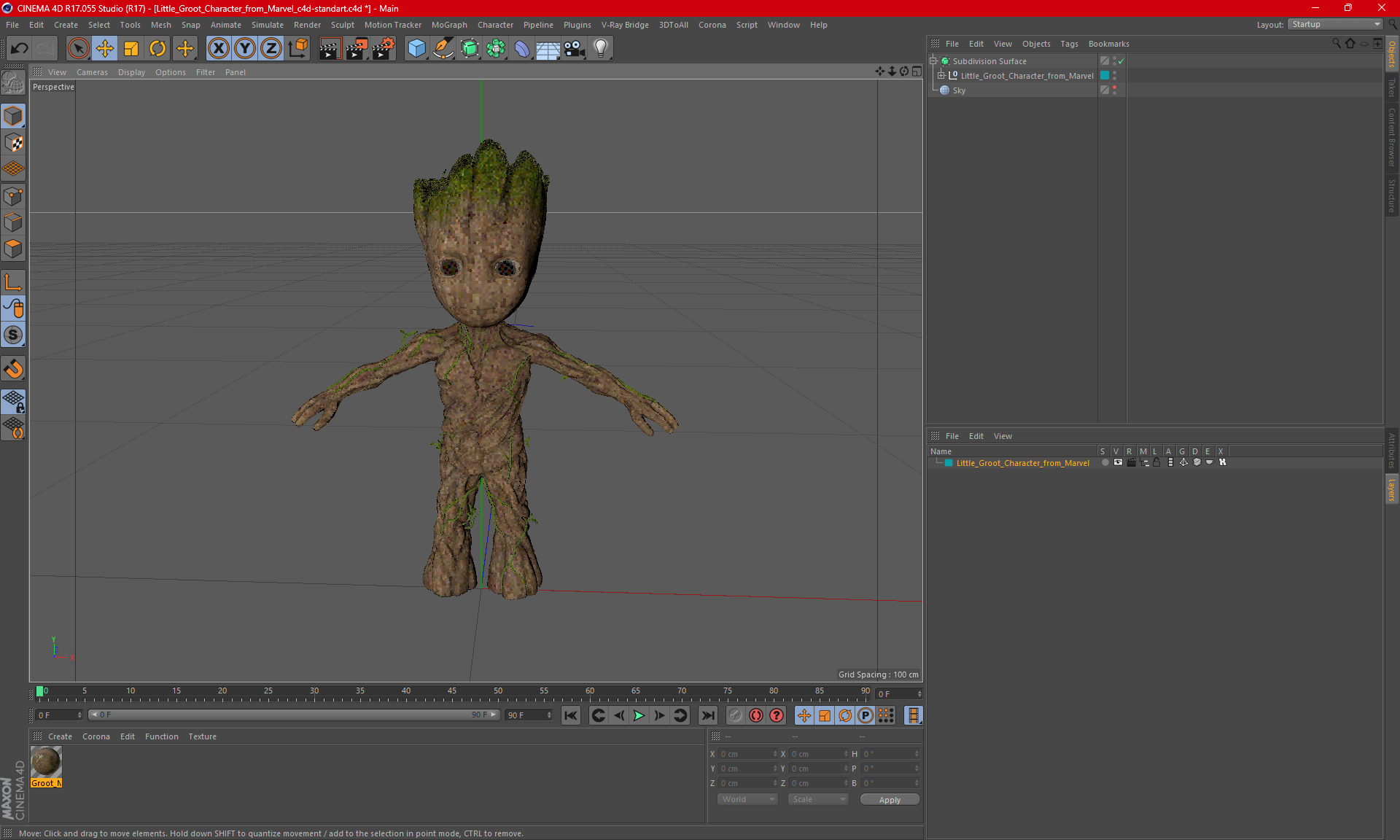 Little Groot Character from Marvel 3D model