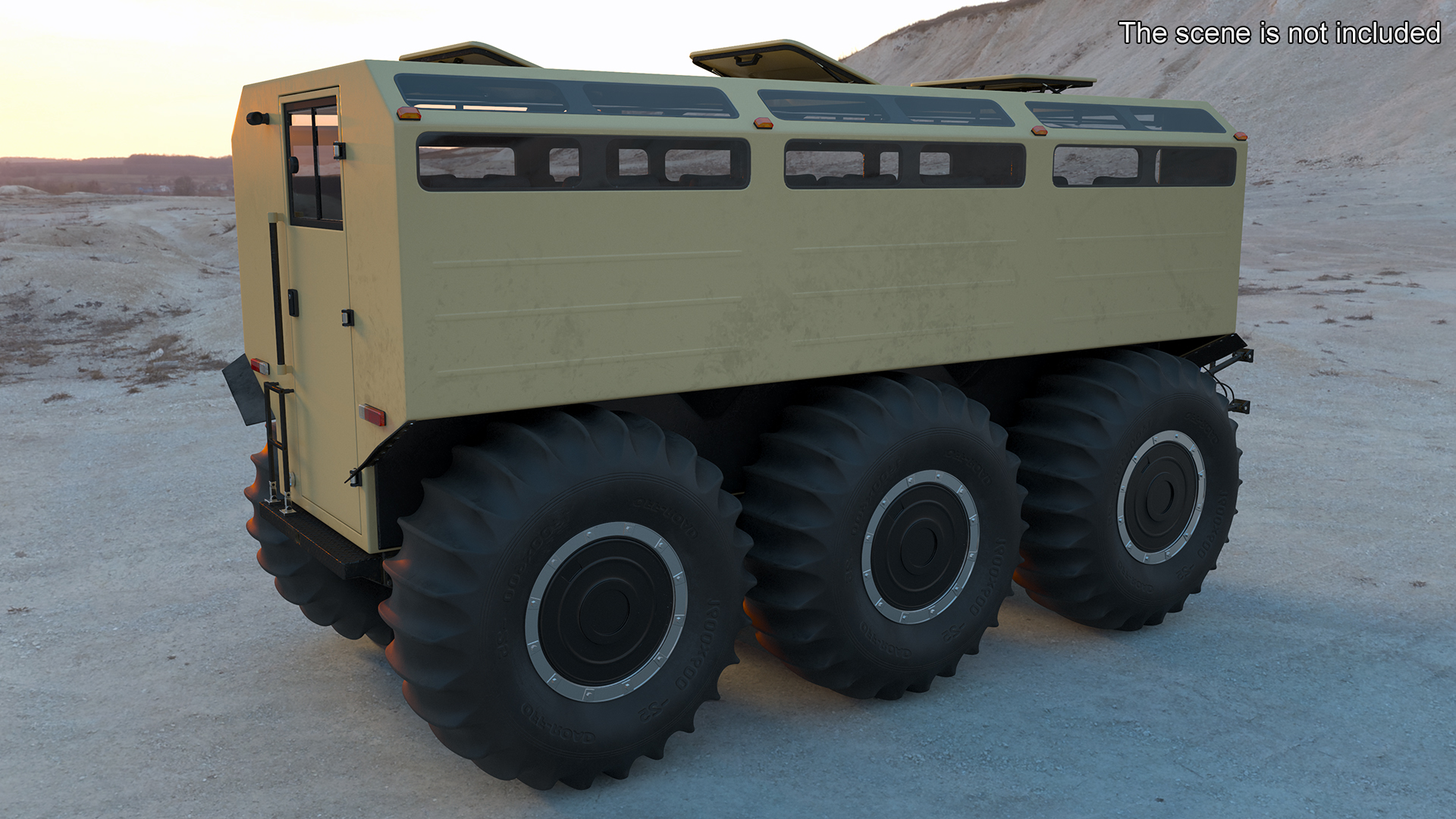 All-Terrain Trailer Beige Rigged 3D