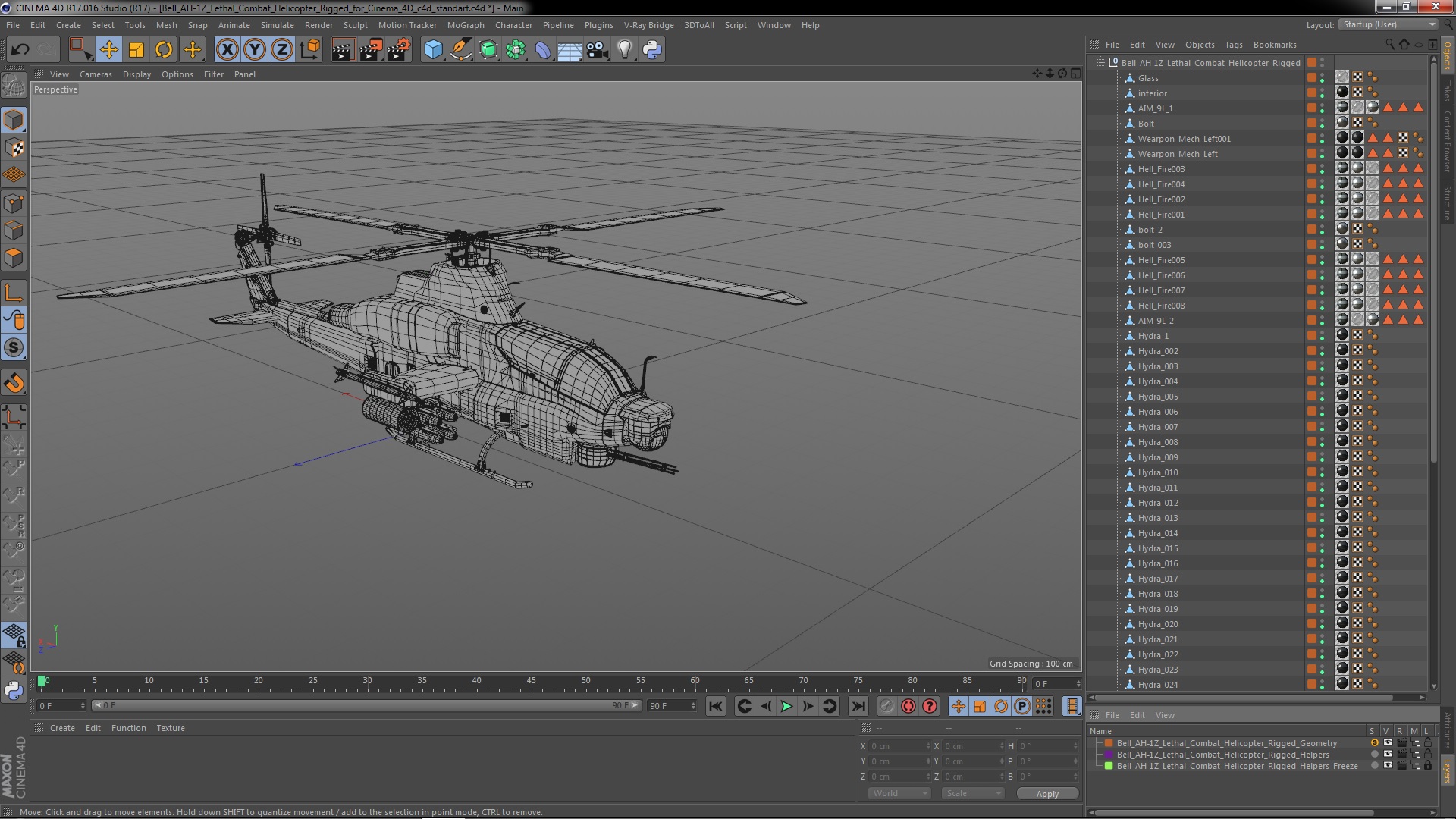 3D Bell AH-1Z Lethal Combat Helicopter Rigged for Cinema 4D