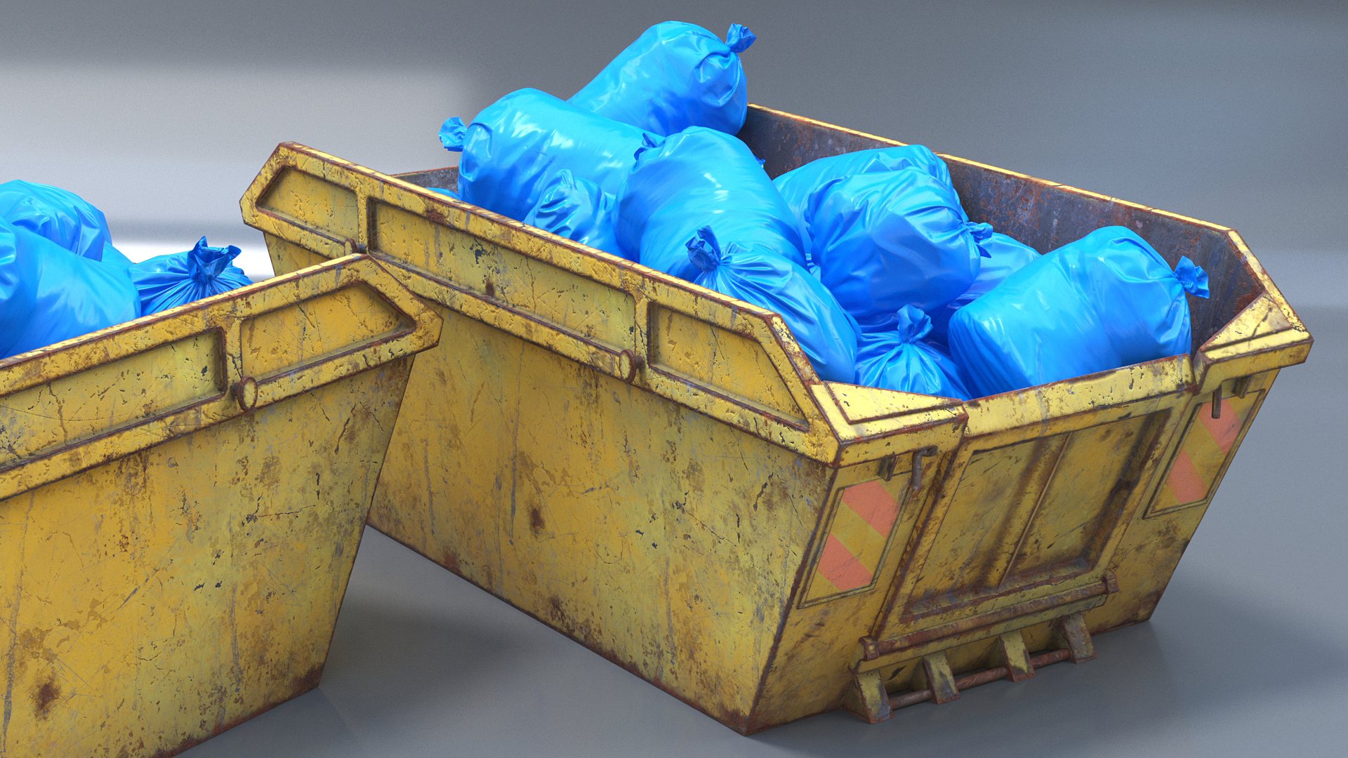 Construction Skip With Debris Used 3D model