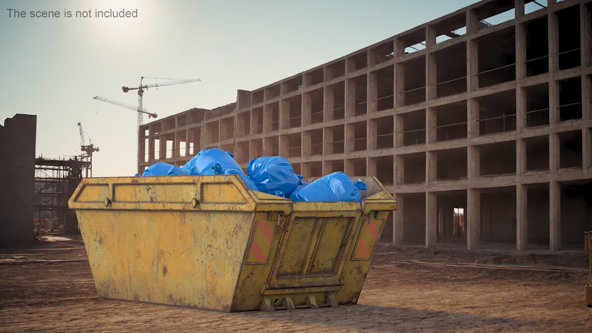 Construction Skip With Debris Used 3D model