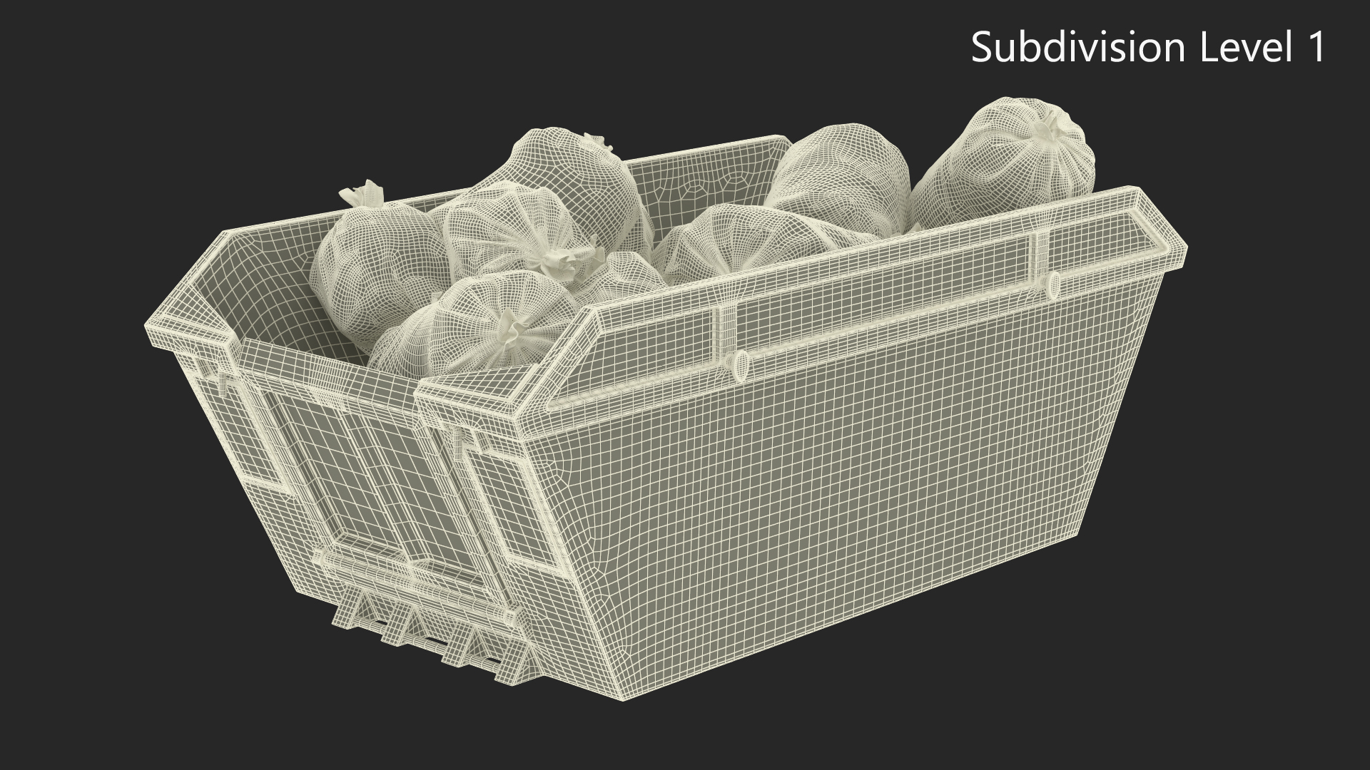 Construction Skip With Debris Used 3D model