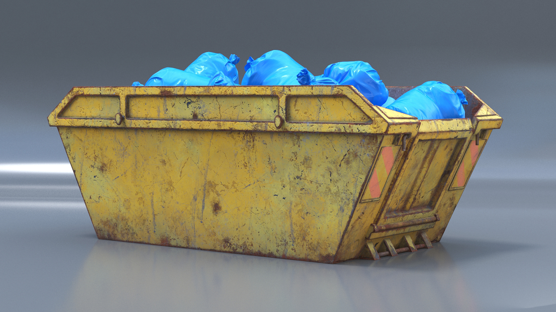 Construction Skip With Debris Used 3D model