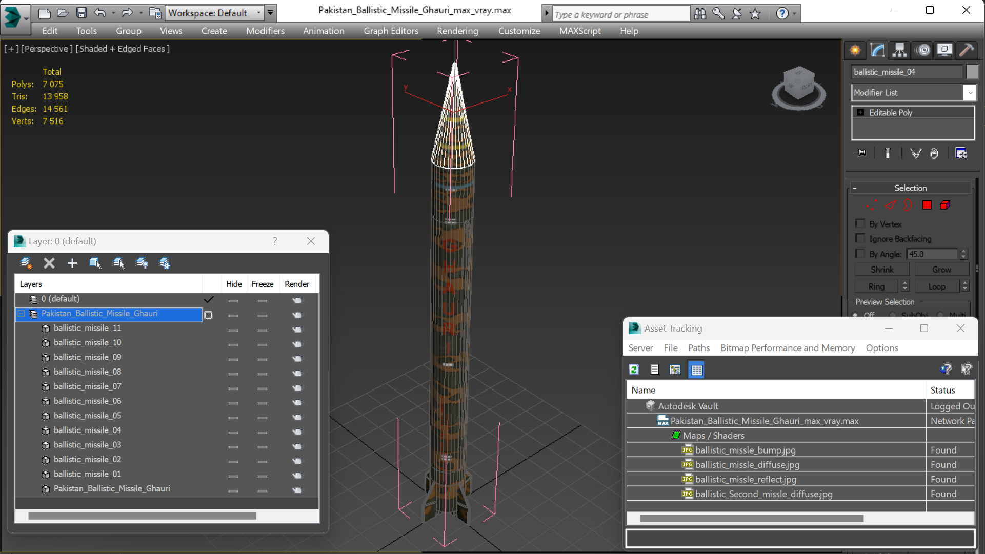 3D Pakistan Ballistic Missile Ghauri model