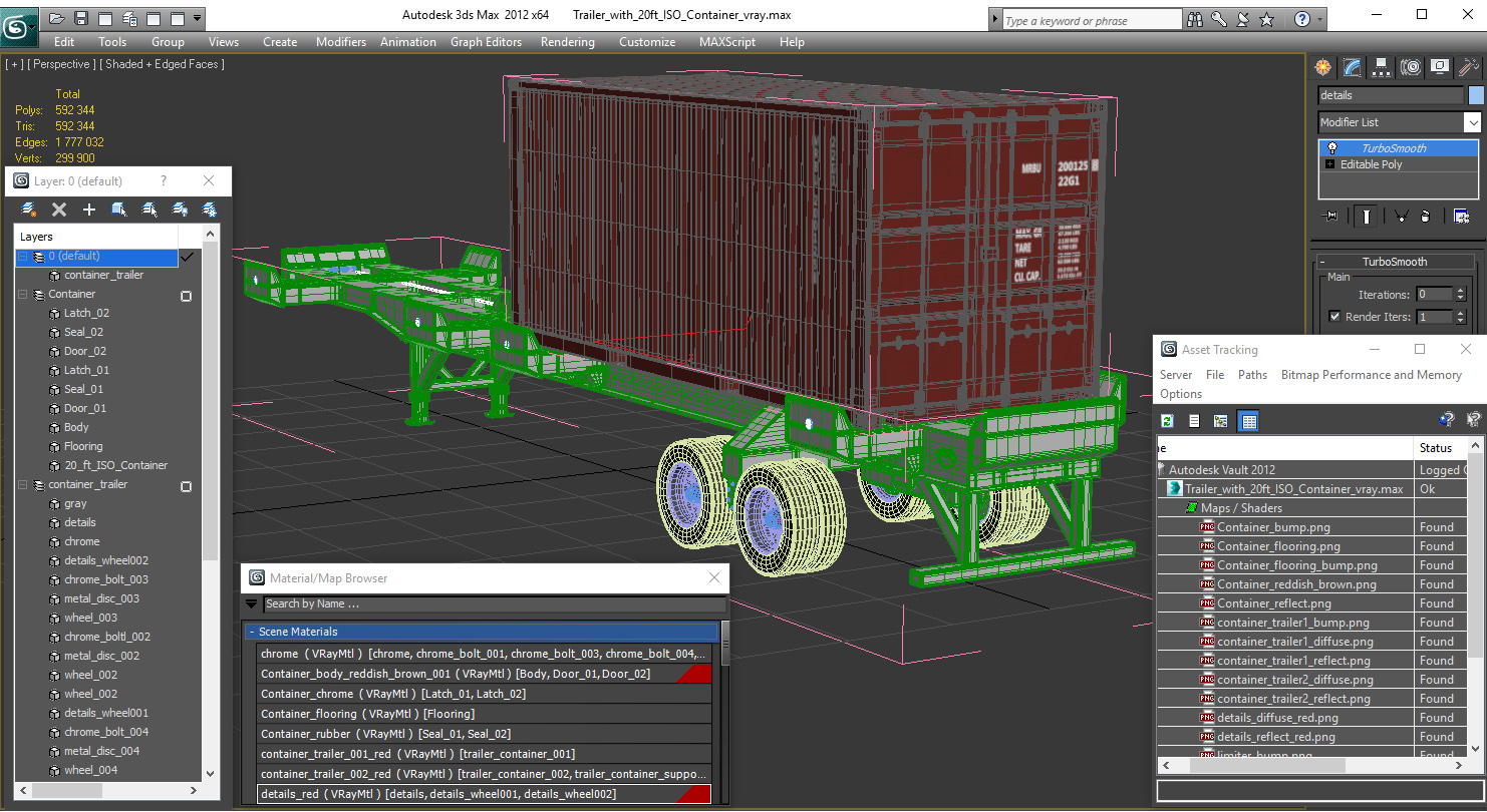 3D Trailer with 20ft ISO Container