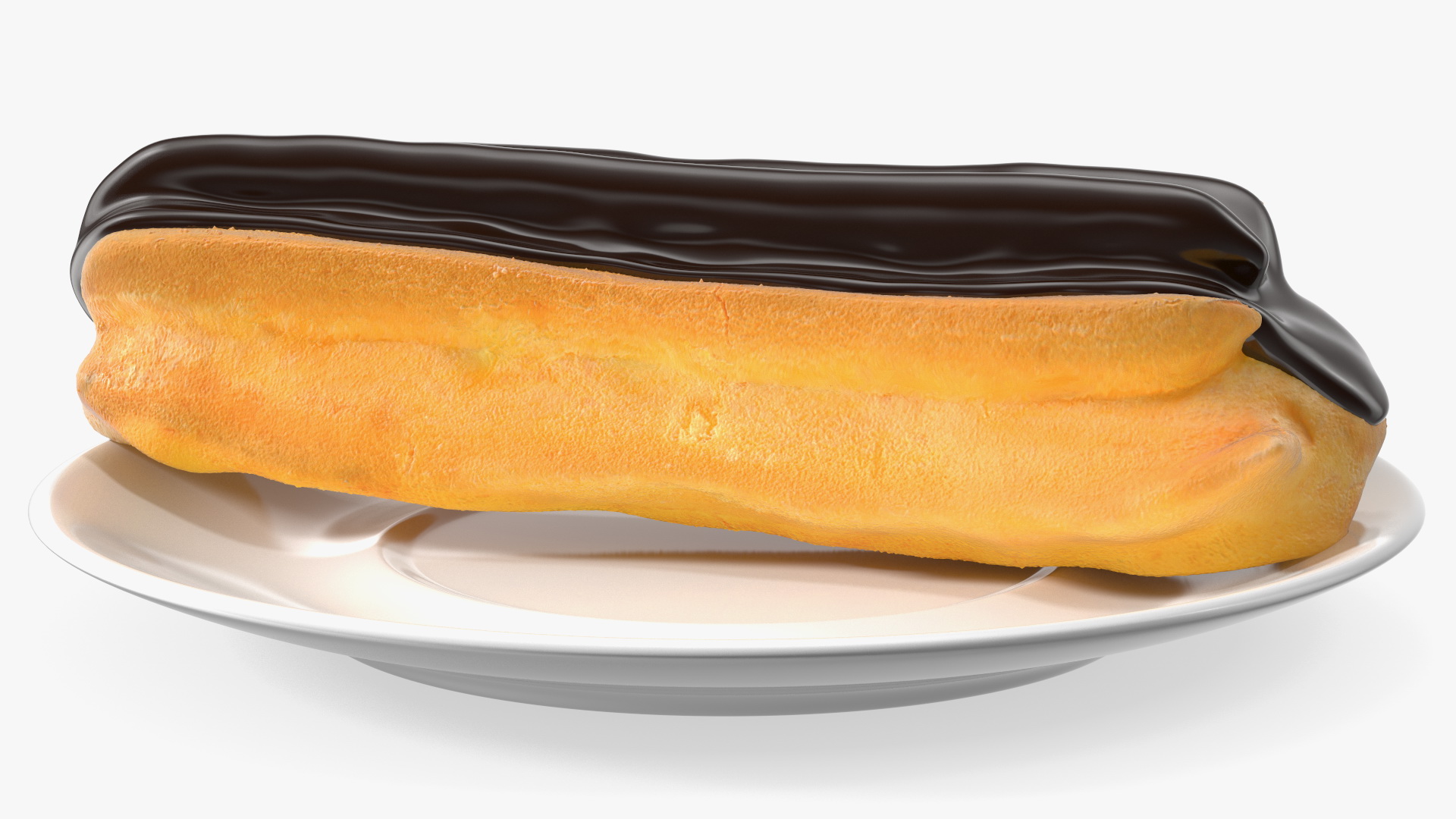 Eclair in Chocolate Glaze with Saucer 3D